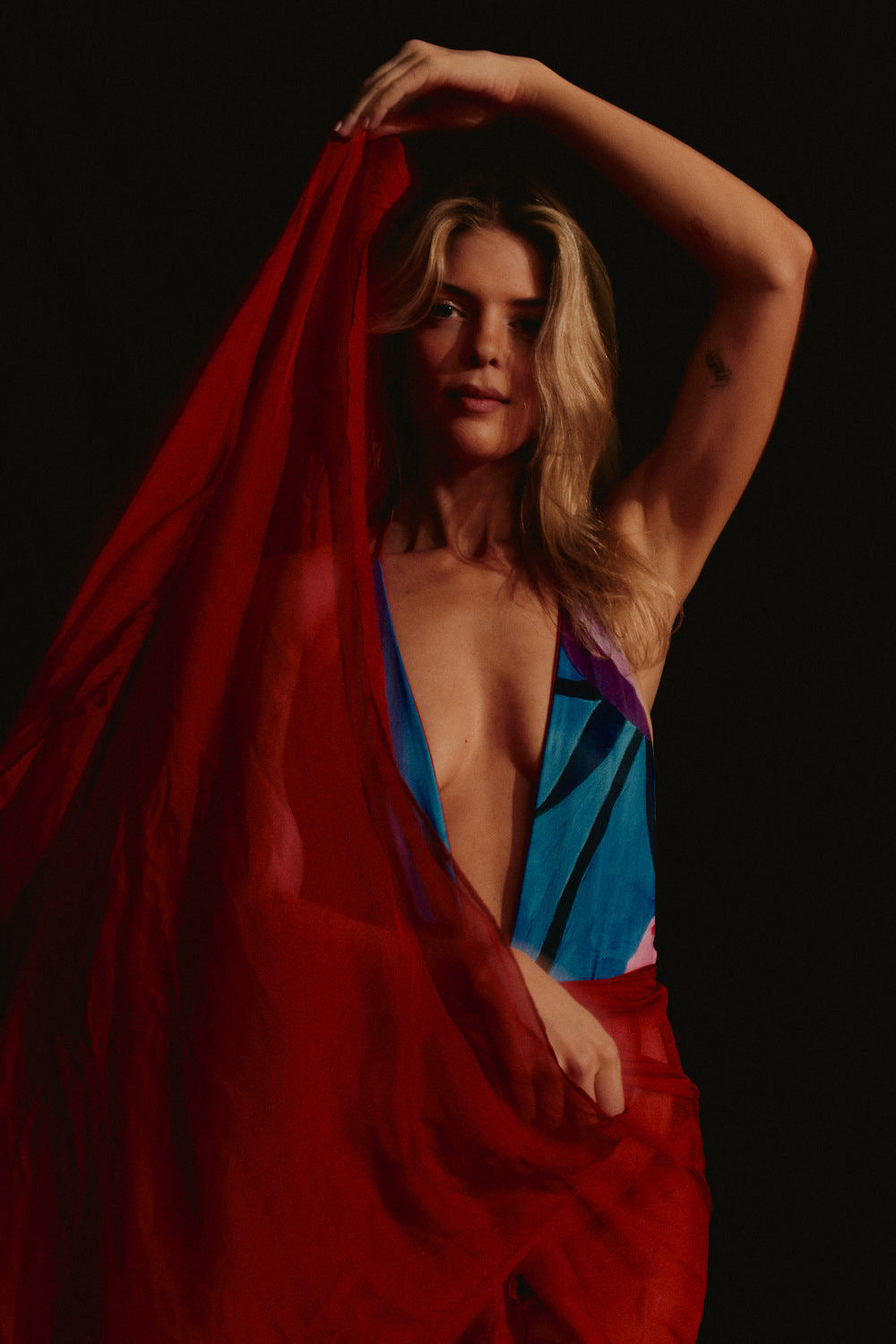 The Solaris Pareo / Ruby Red Silk Chiffon