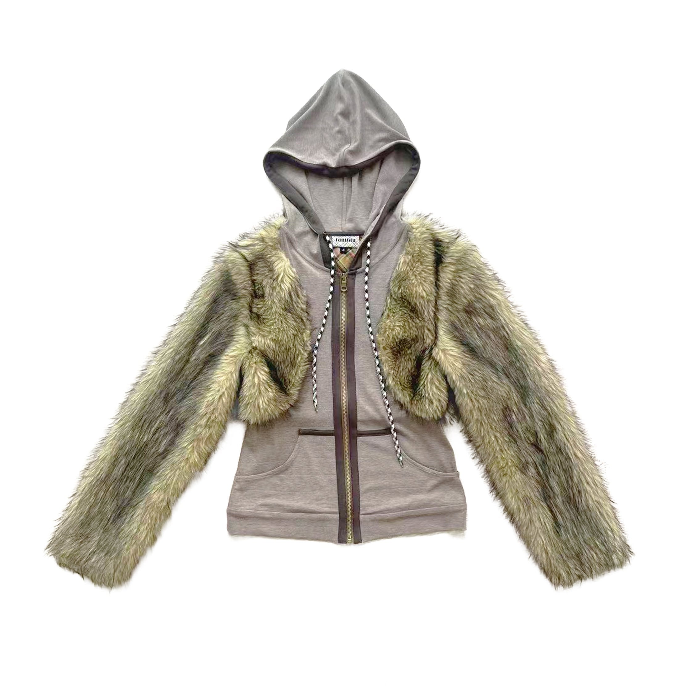 Straw Yellow Faux Fur Tracksuit Jacket