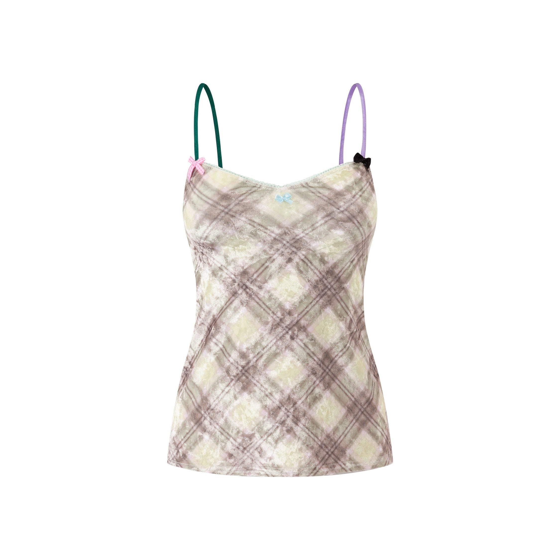 Porcelain Glossy Velvet Spaghetti Strap Top