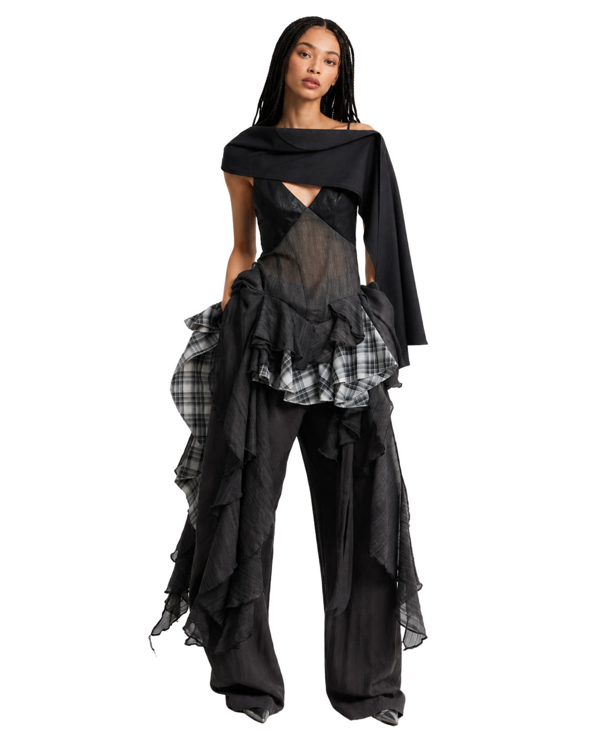 LEELOH Sheer Lace Irregular Dress