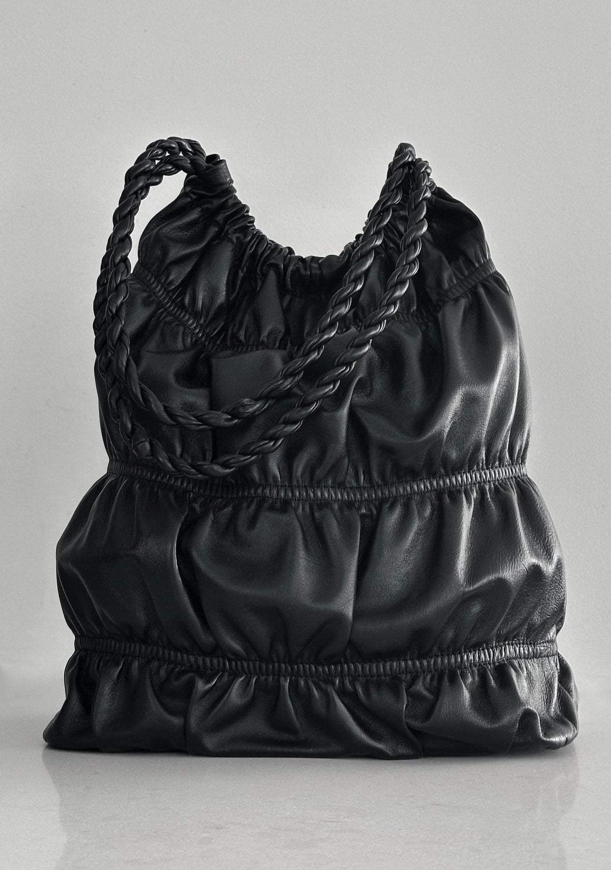 Selam Shoulder Ruched Bag - Black