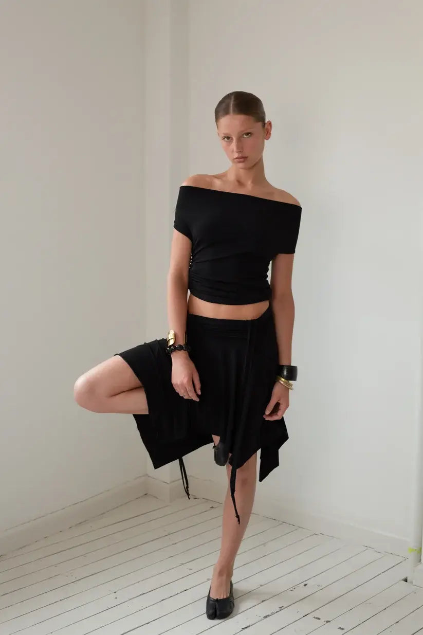 GREY RUCHED SKIRT