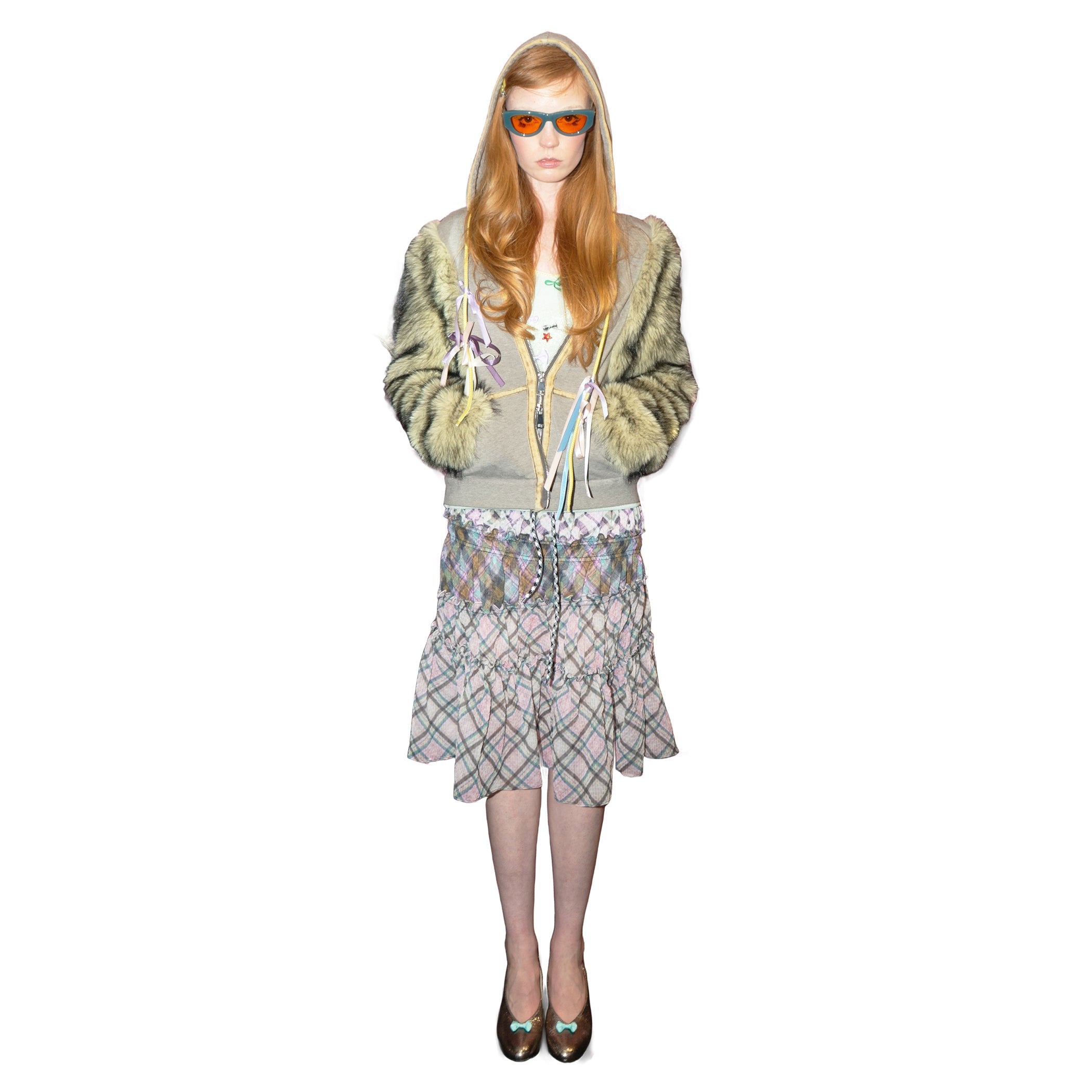 Straw Yellow Faux Fur Tracksuit Jacket