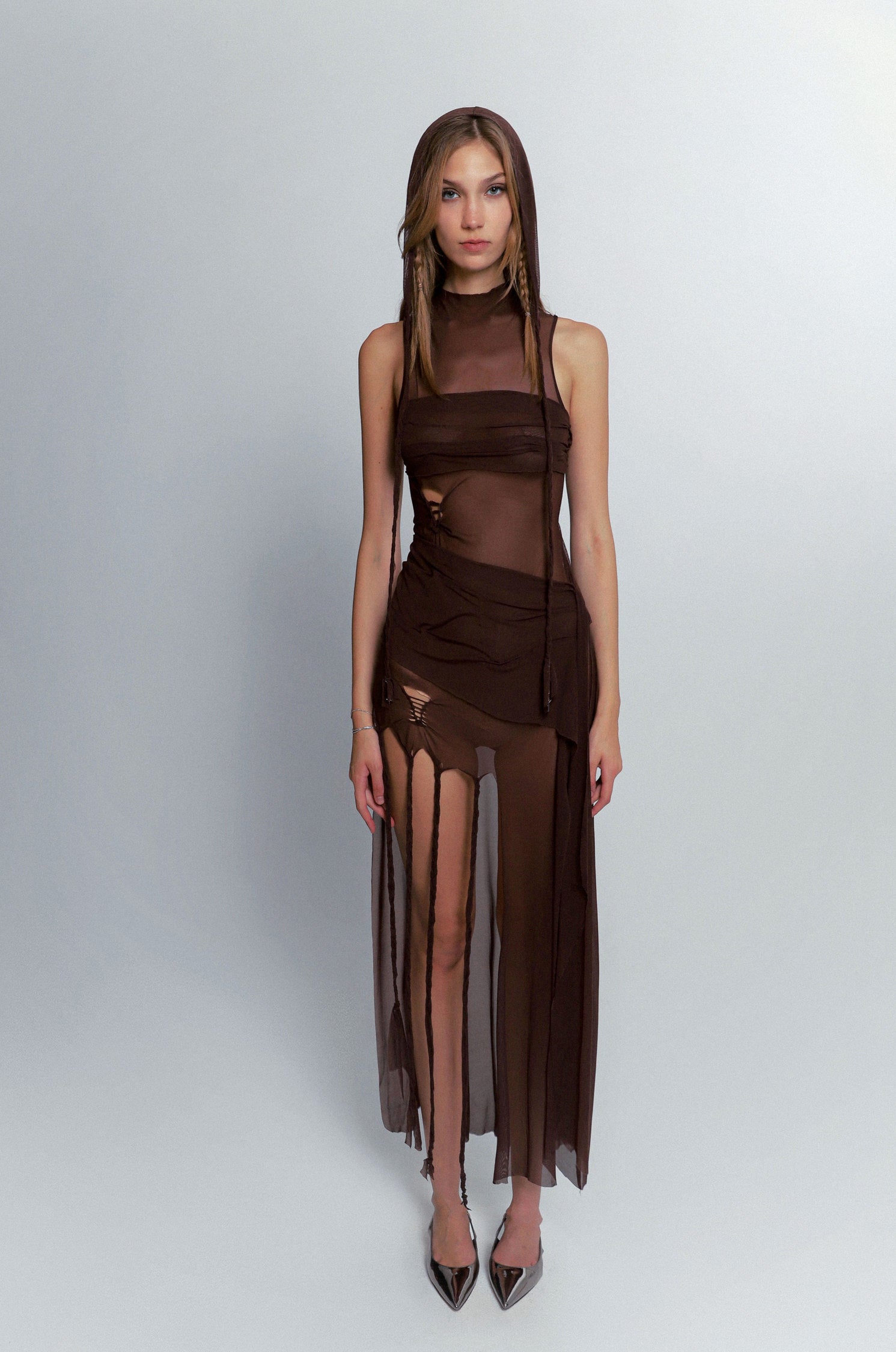 DARK BROWN NYX DRESS W/ HOOD