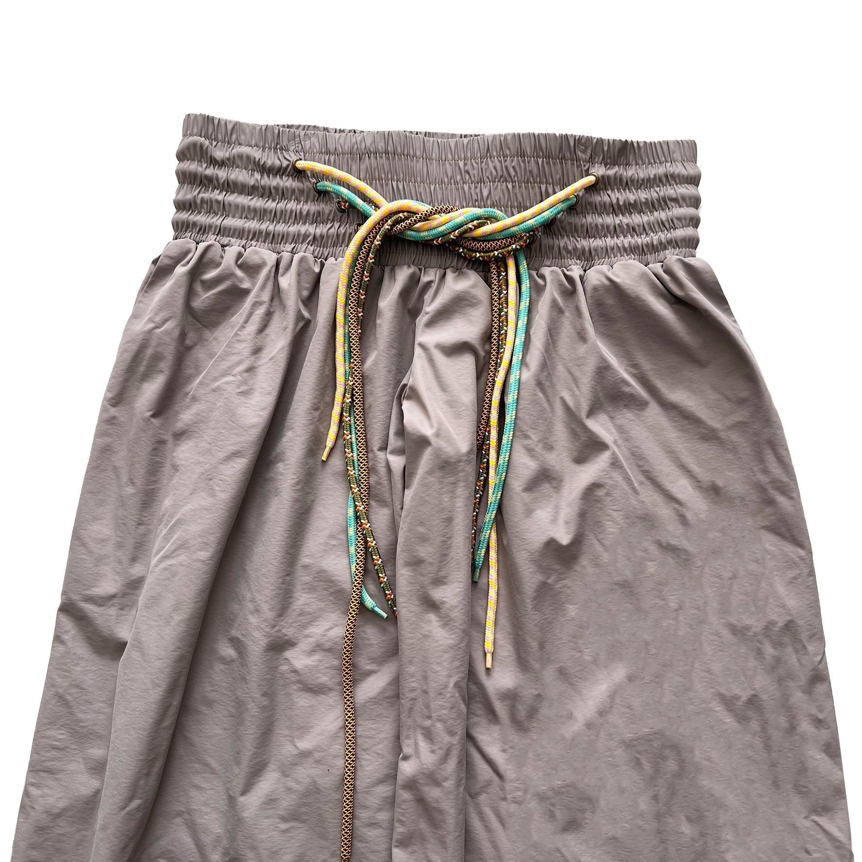 Low-rise Nylon Sports Oversized Baggy Pants w/ 4 Strings Thistle