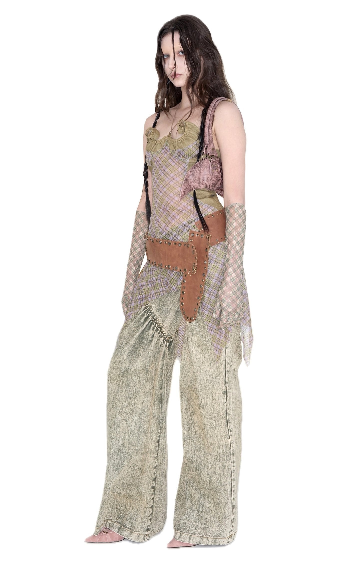 Swirl Patched Halter Mini Dress