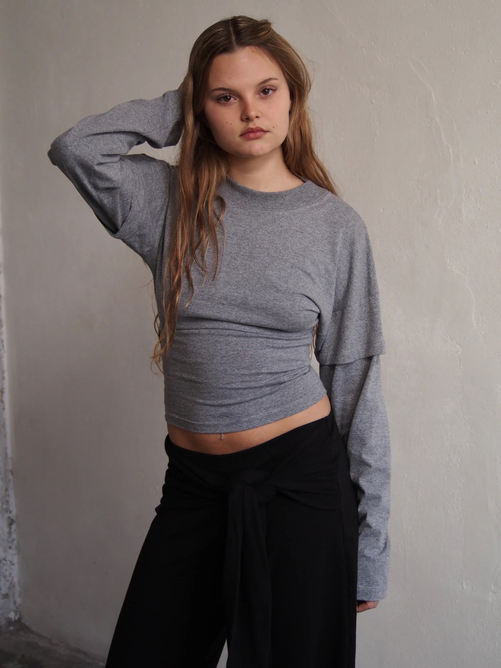 REMERA ZIP ON THE BACK - LONG SLEEVE - GREY