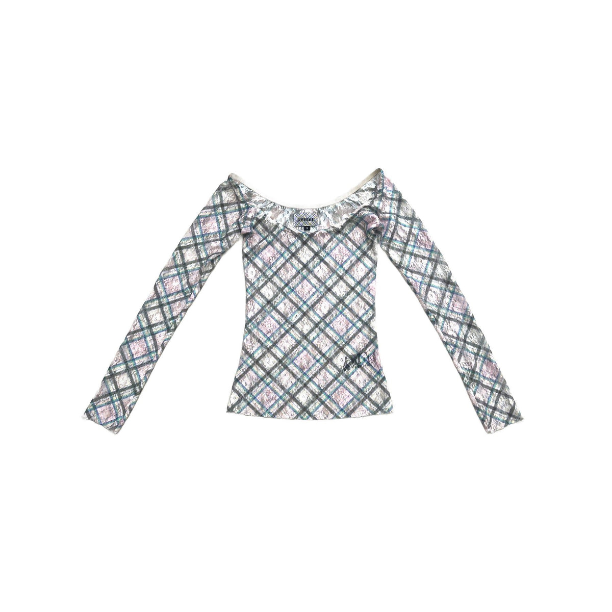 Plaid Lace Off Shoulder Top Dollhouse