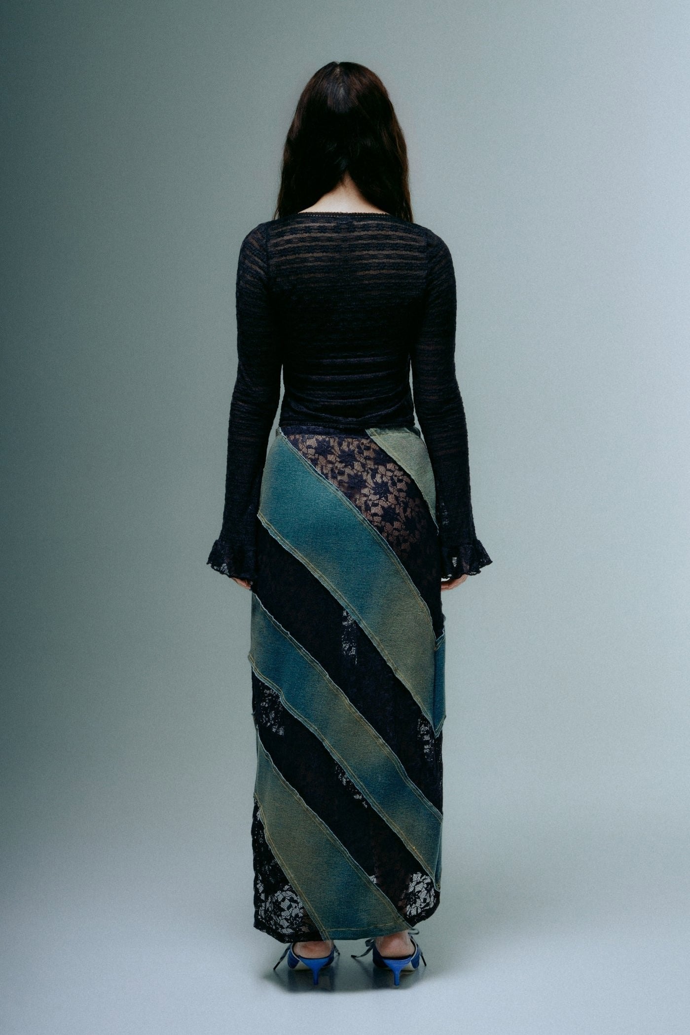 DENIM FIELDS MIDI SKIRT