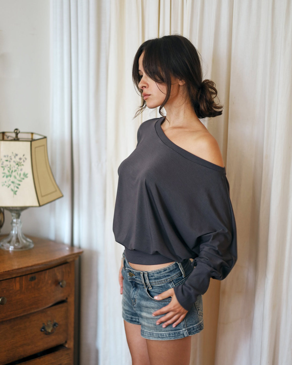 CARMEN top - charcoal