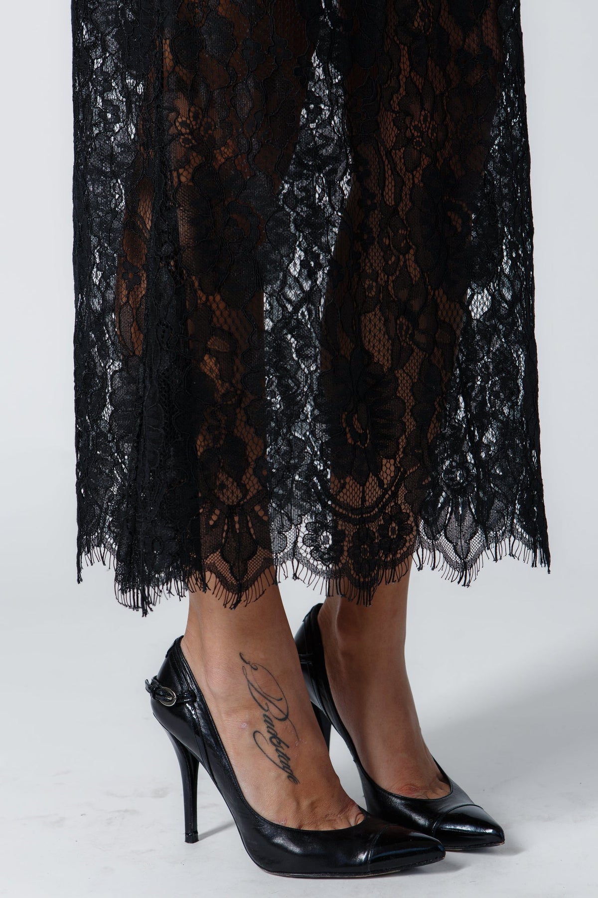 The Scarlett Midi Dress in Black Lace