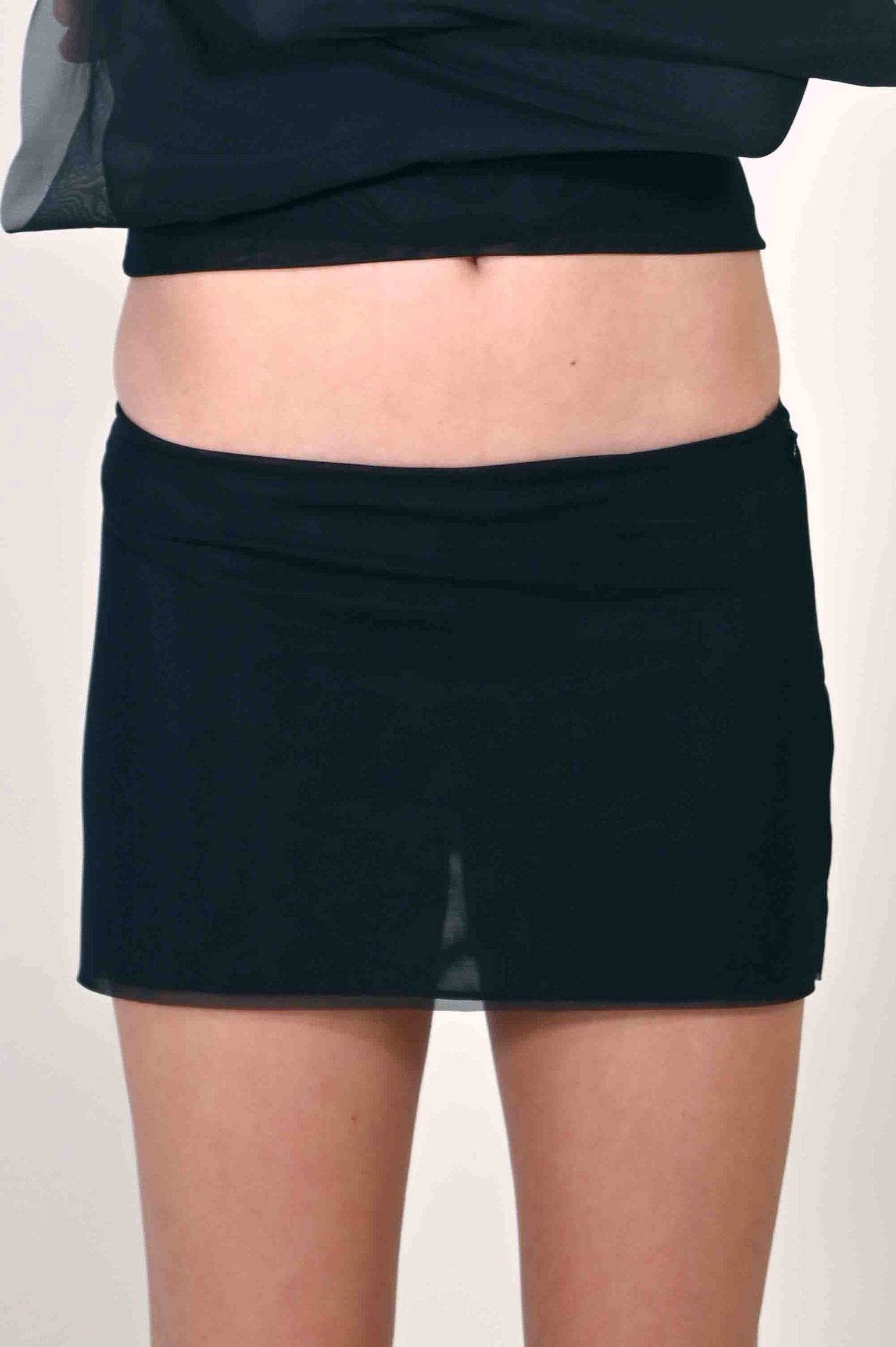 The Jane Micro Mini Skirt in Black Mesh