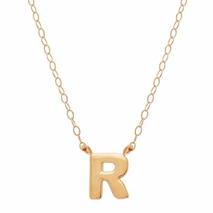 14K Solid Gold Alphabet Necklace