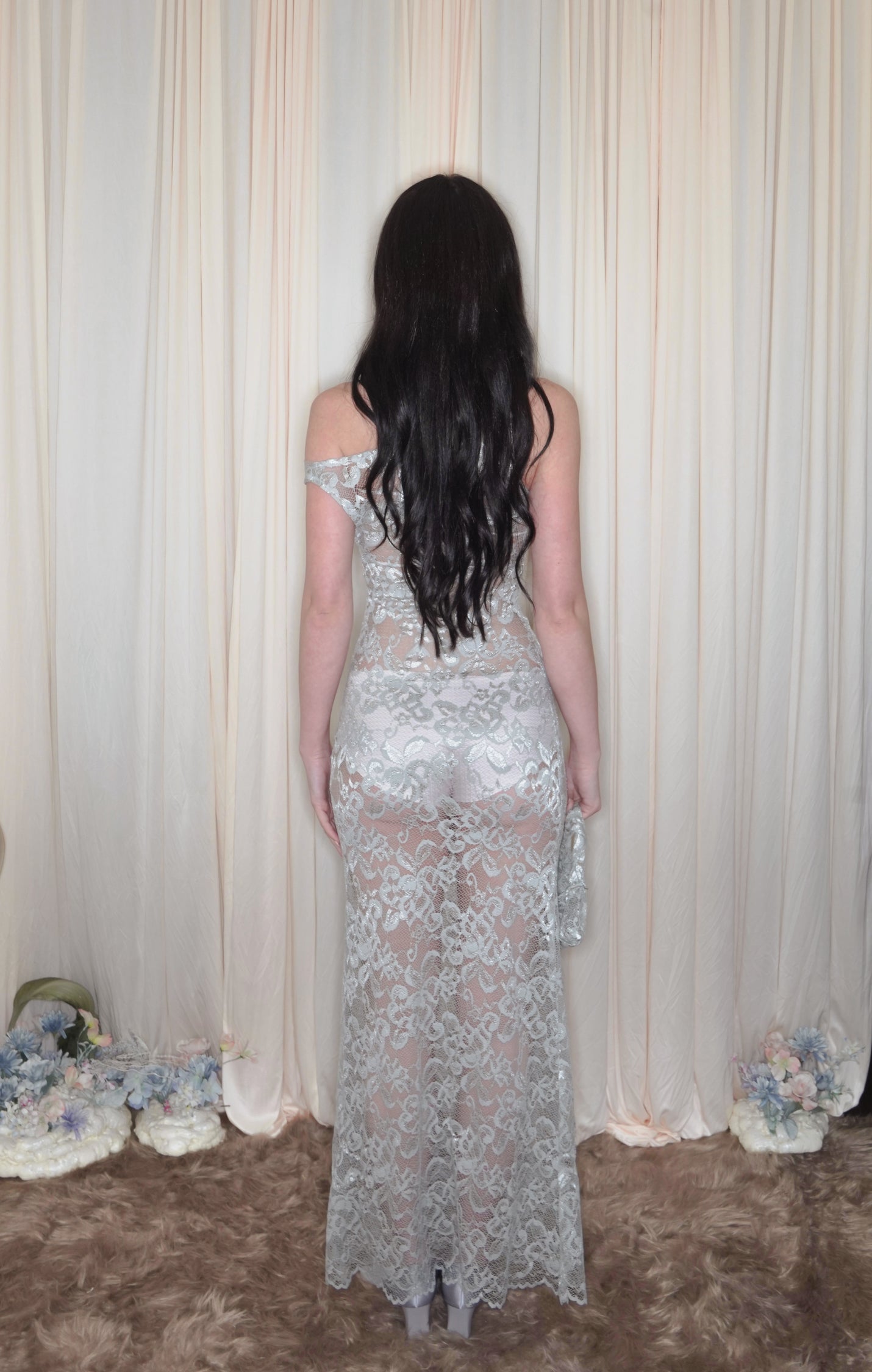 CALLISTA SILVER LACE GOWN
