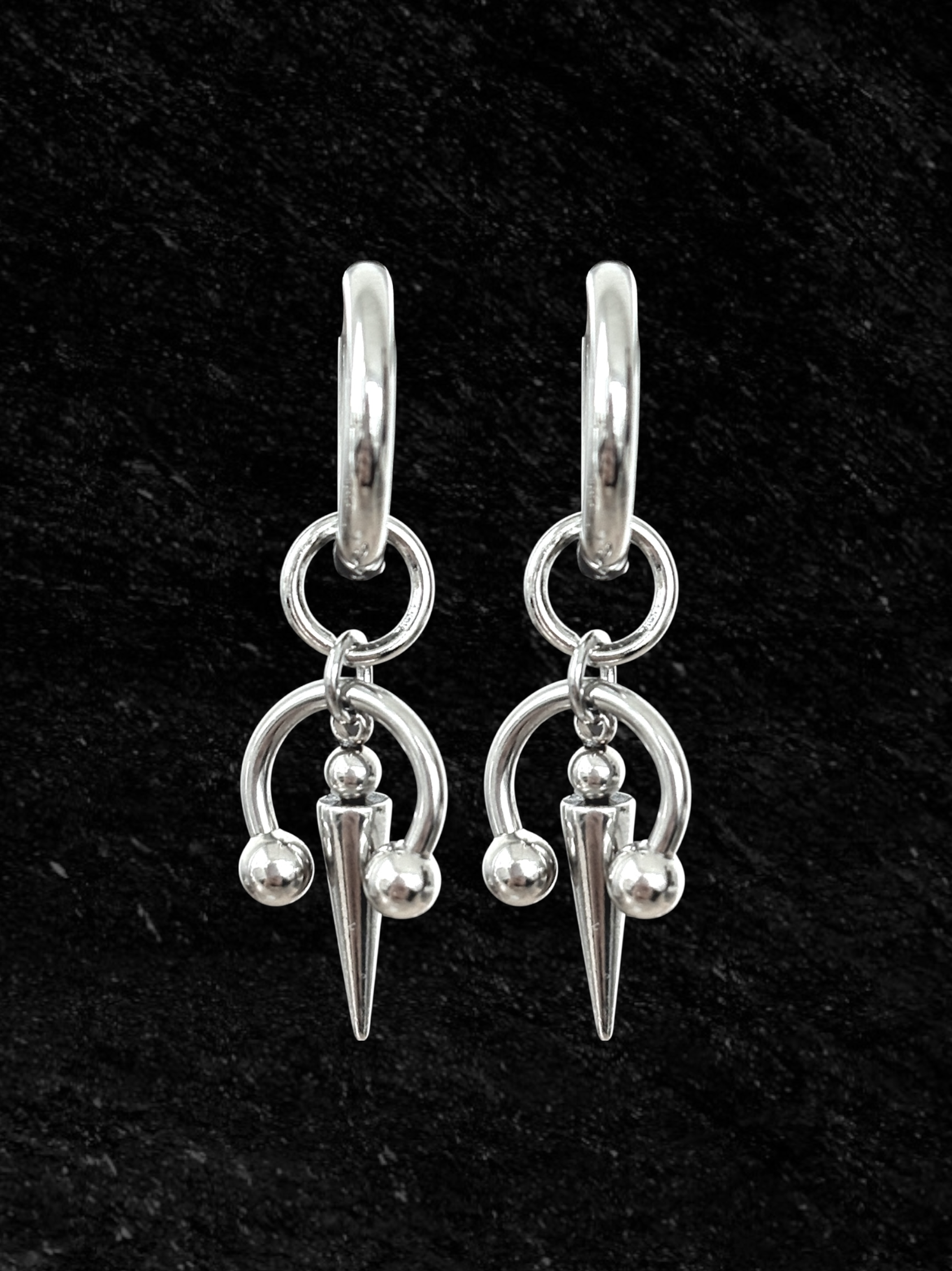 Piercing Earrings with Balls and Spikes