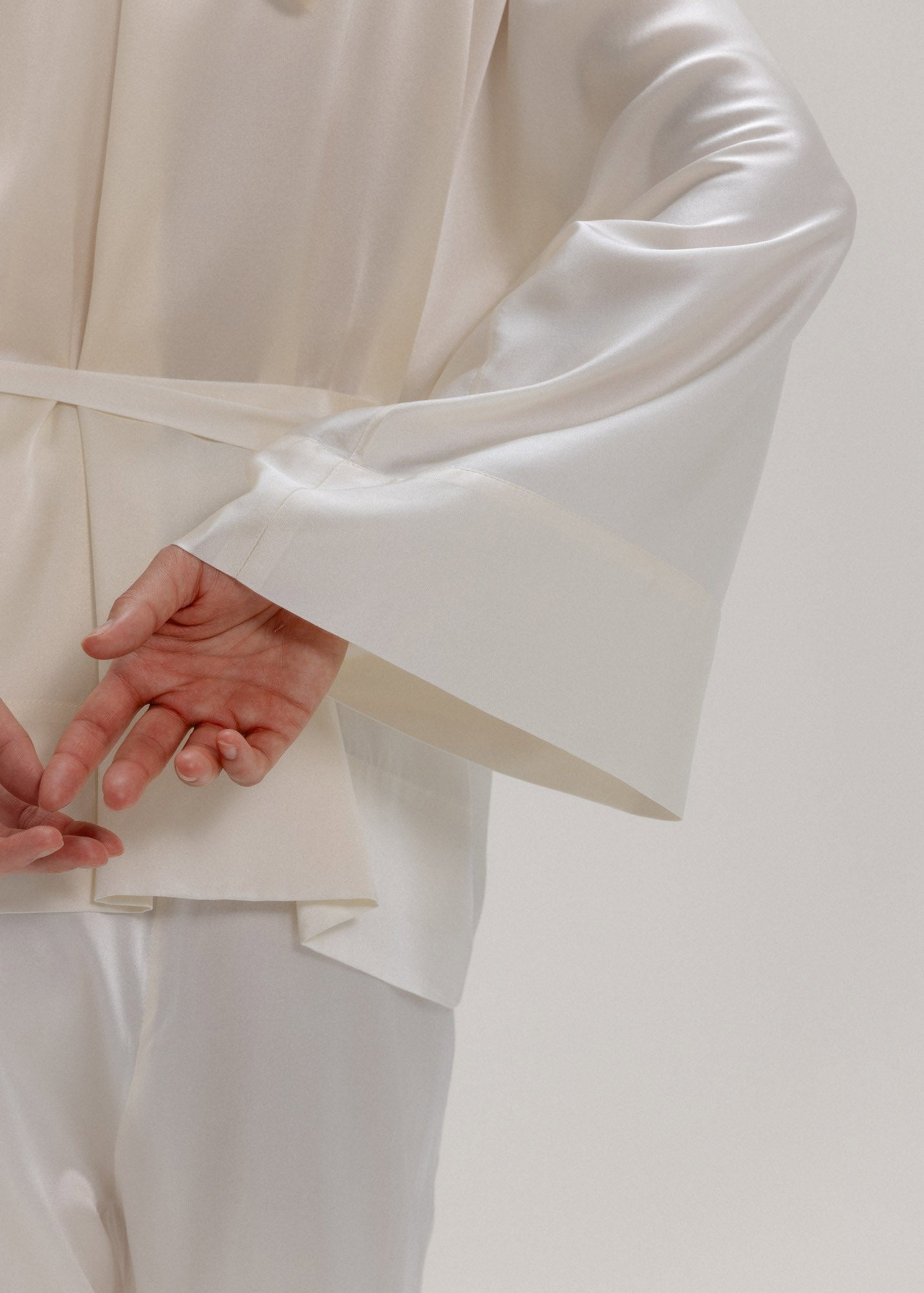 Silk Kimono Jacket in Milk White