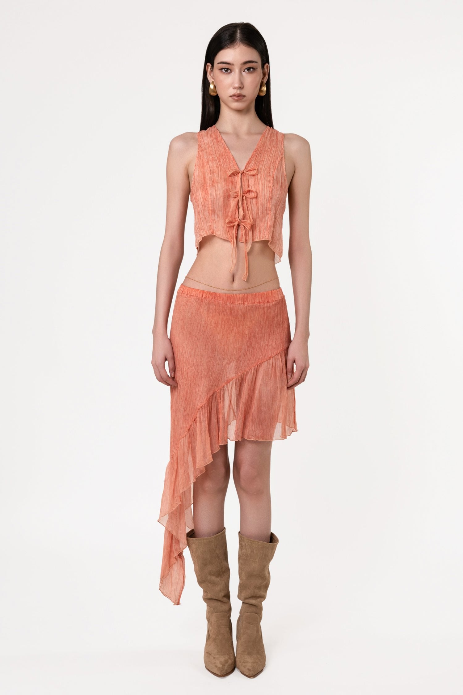Springs Ruffle Silk Skirt