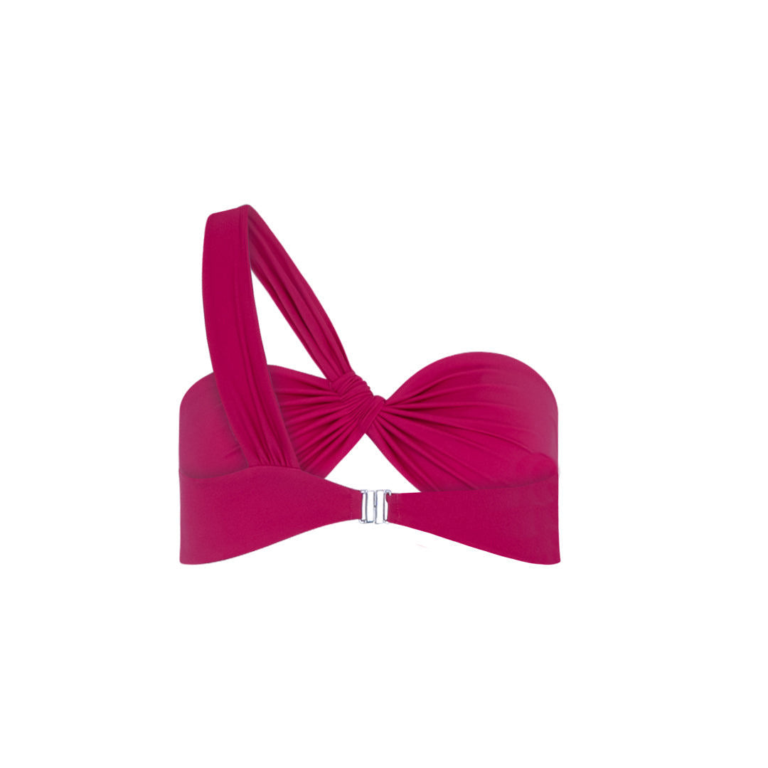 Ruby Crush One-Shoulder Ruched Top - Ruby Pink