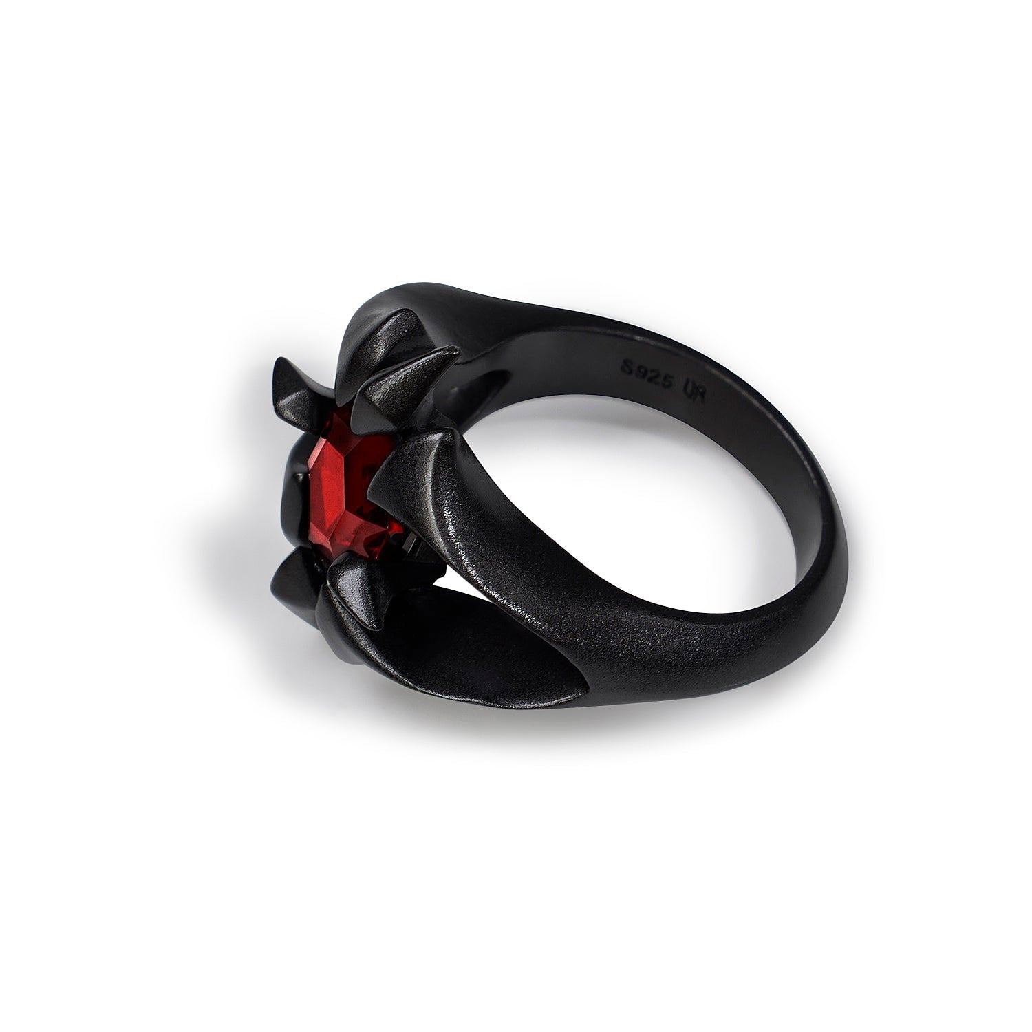 Ember Ring | Matte Black & Garnet