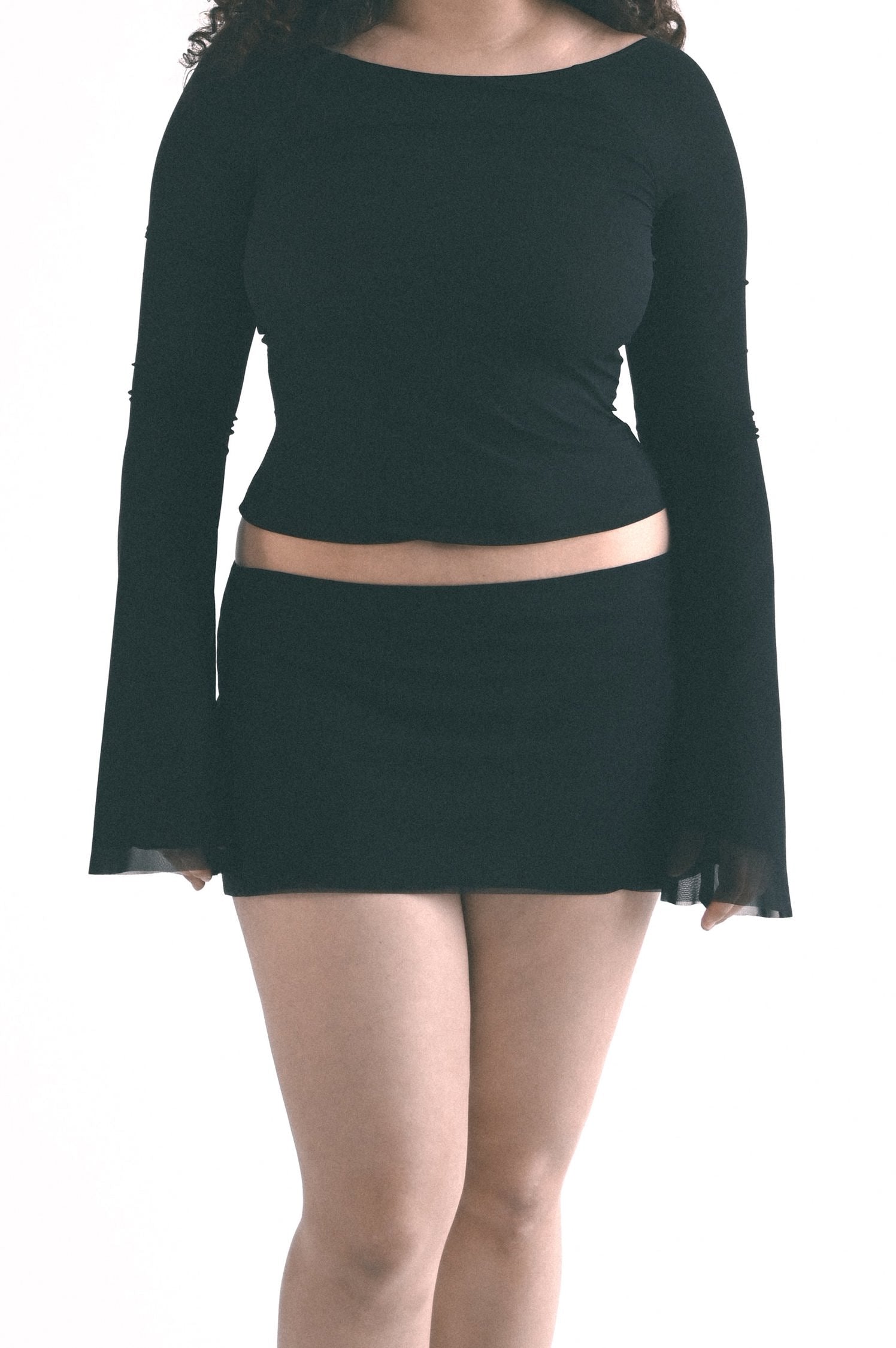The Jane Micro Mini Skirt in Black Mesh