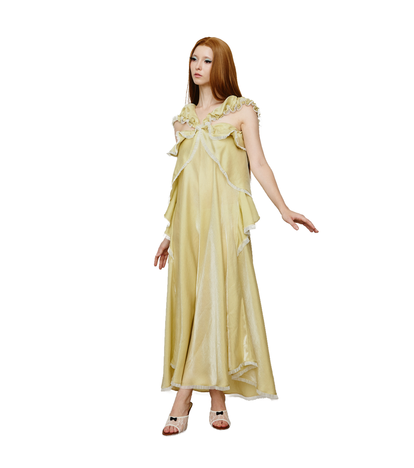 Lemon Glossy Satin Dress