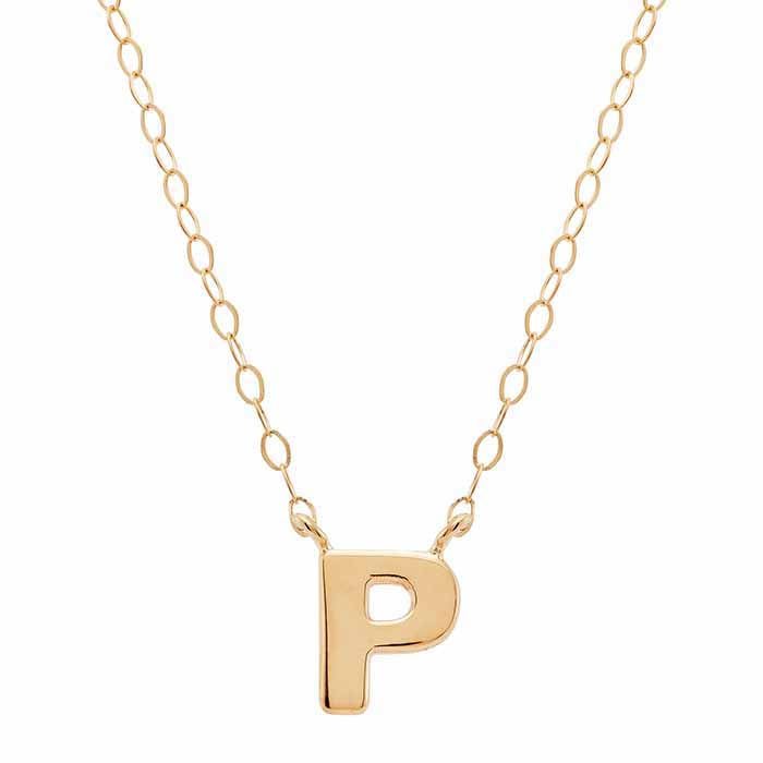 14K Solid Gold Alphabet Necklace