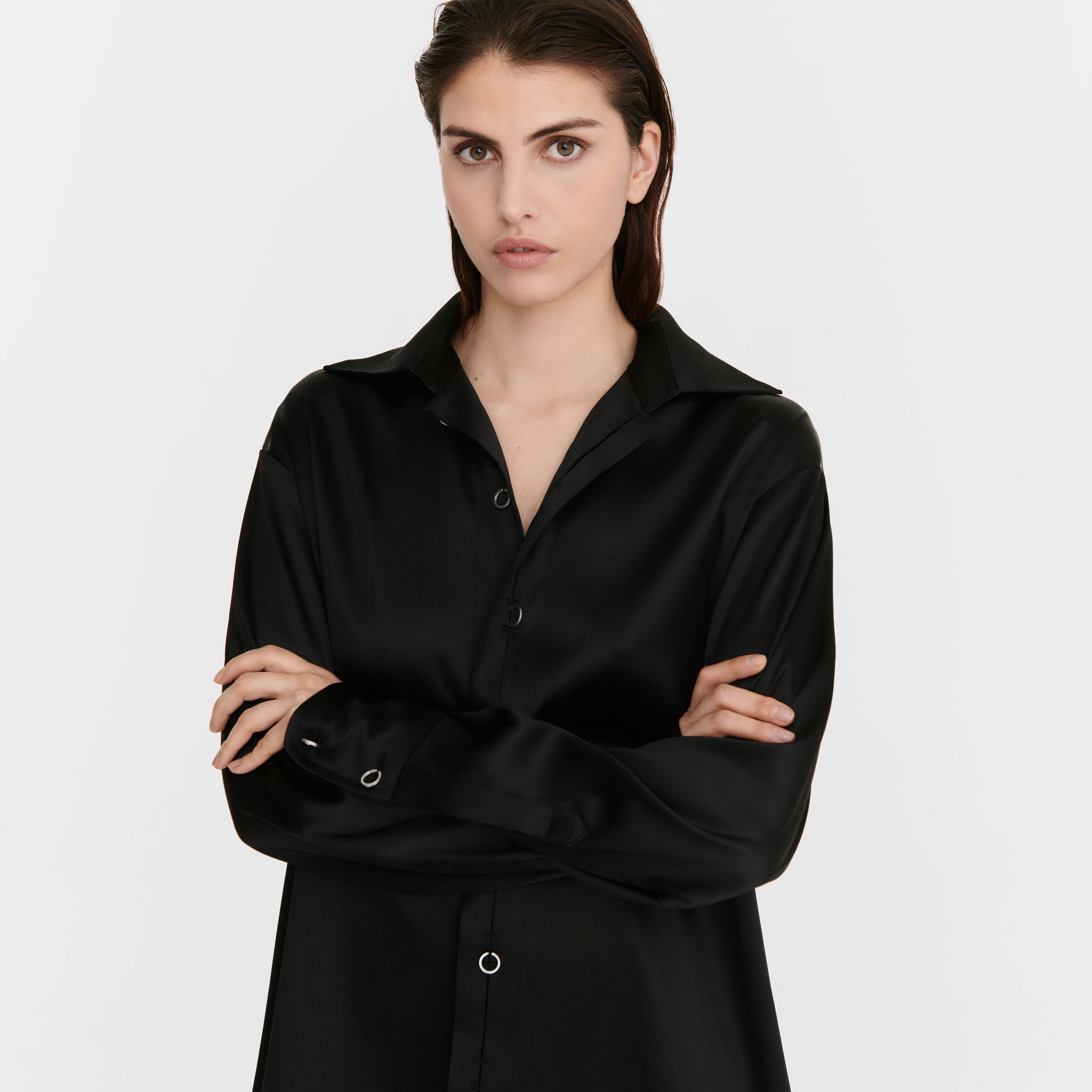 Herma Shirt in Black Satin