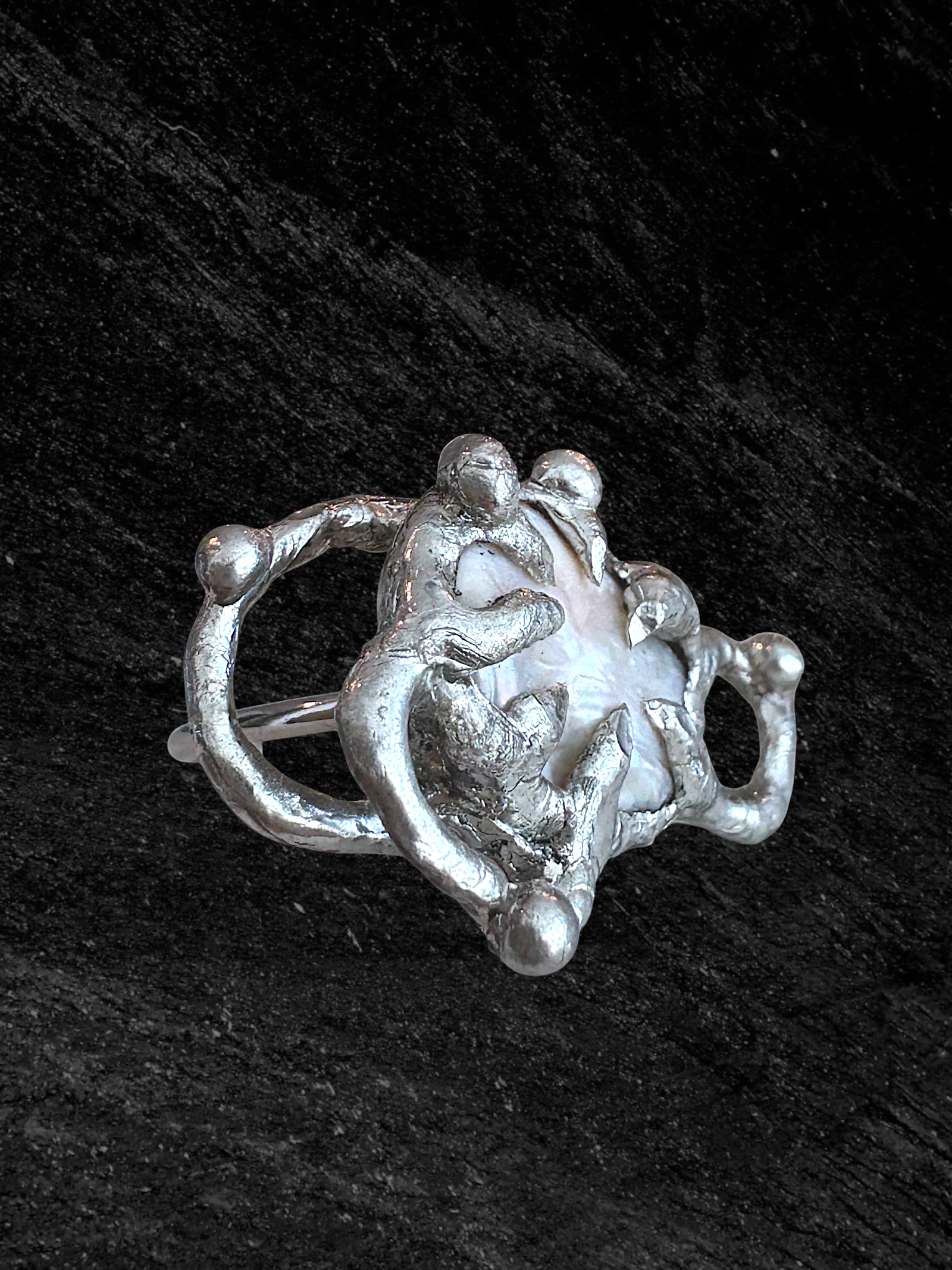 Prancing Caged Pearl Ring