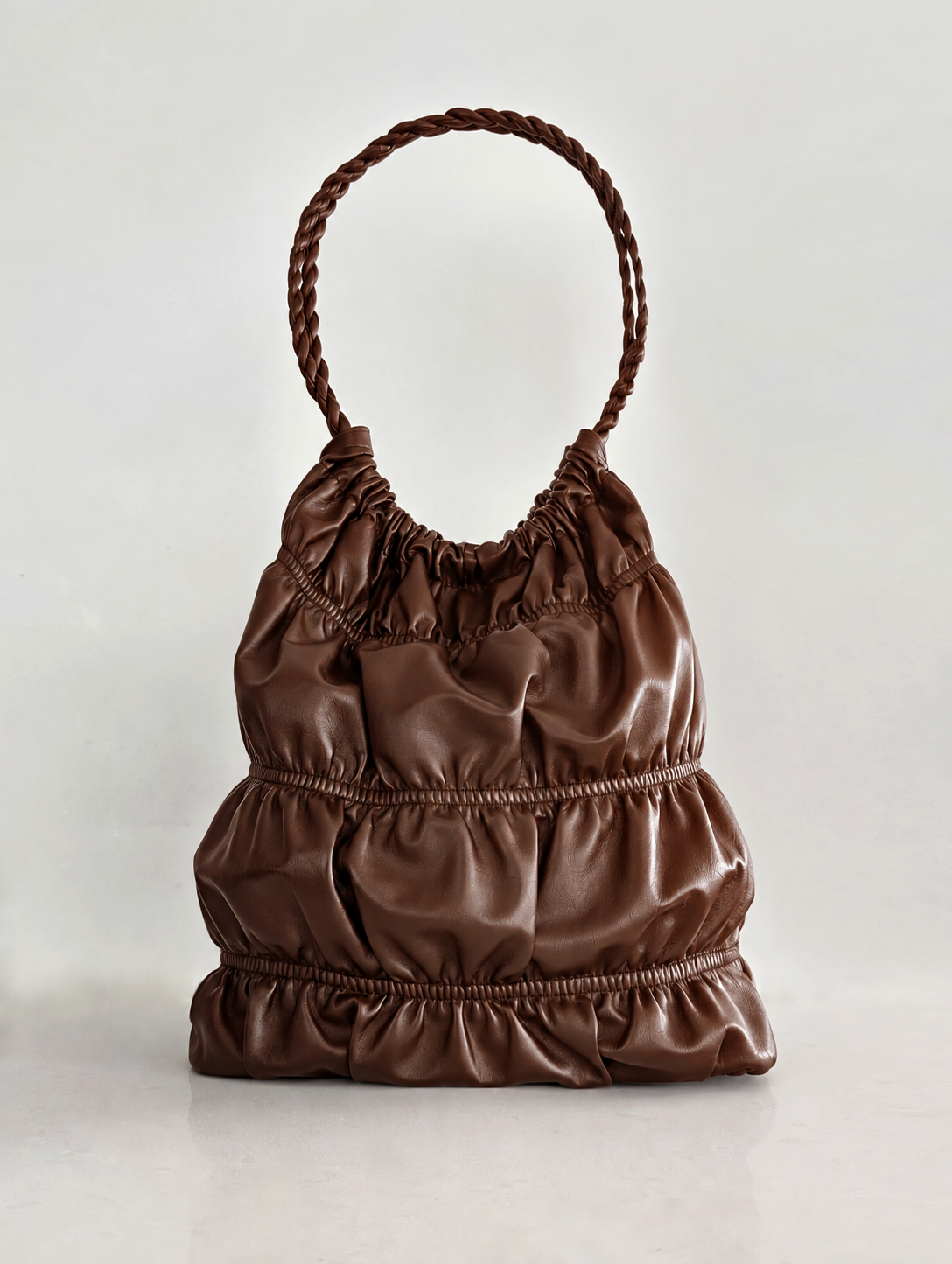 Selam Shoulder Ruched Bag - Brown