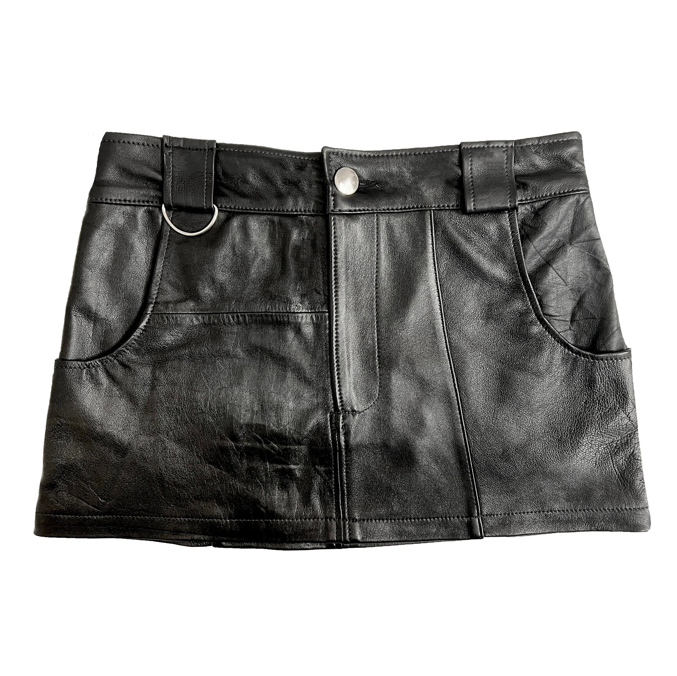 THE LOW RISE LEATHER MICRO MINI SKIRT