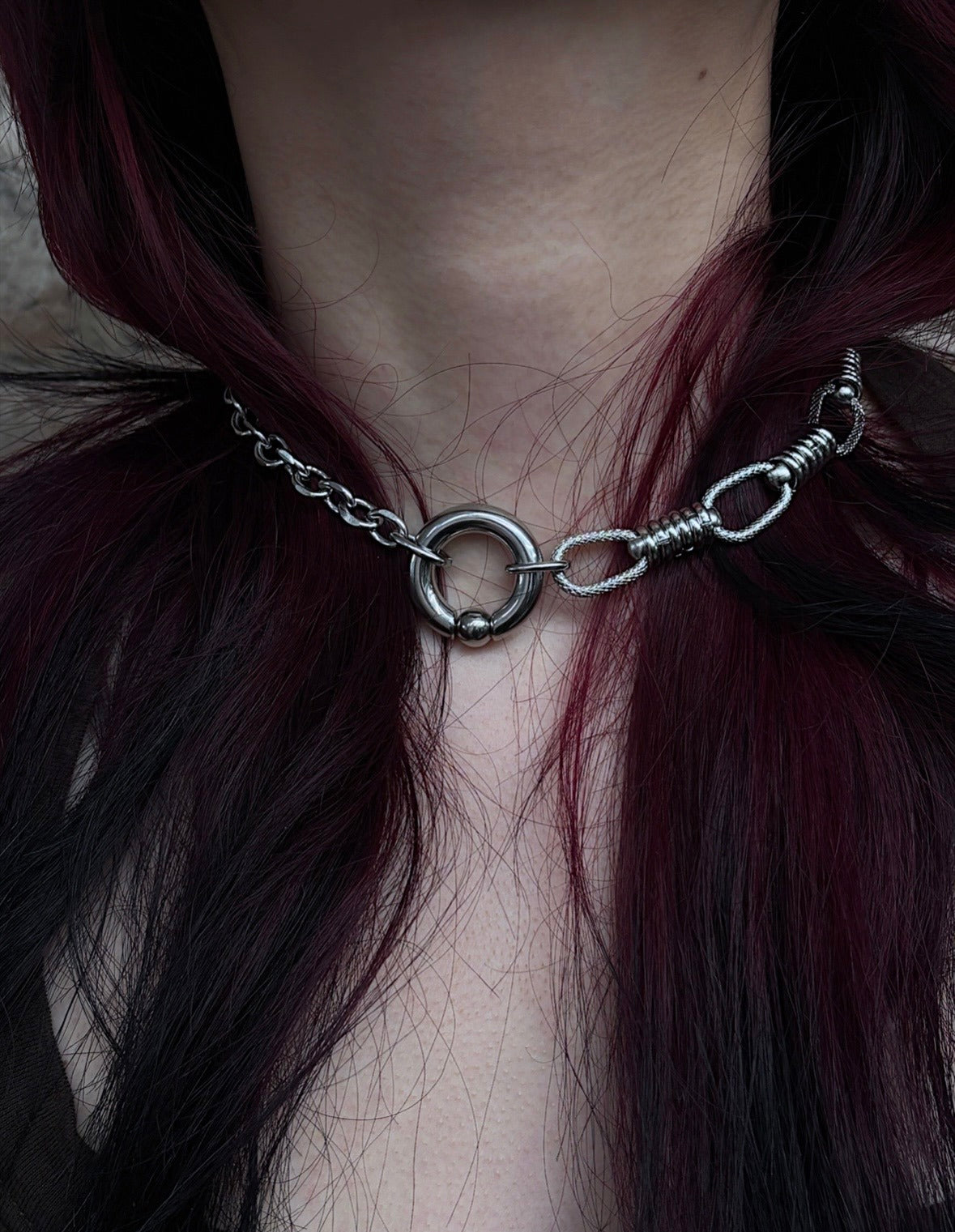 Asymmetrical Captive Ring Necklace