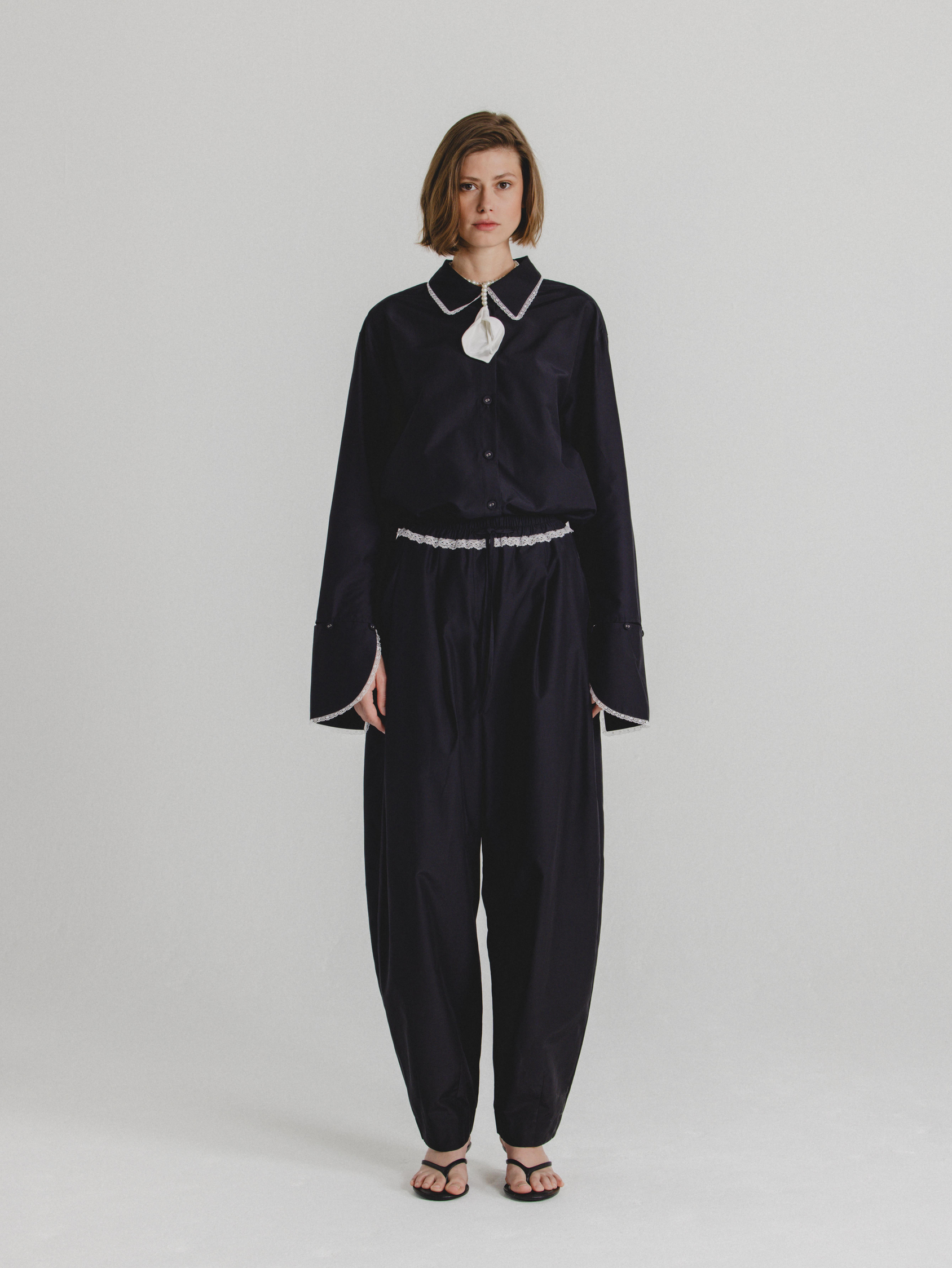 Silk-Cotton Pants in Black