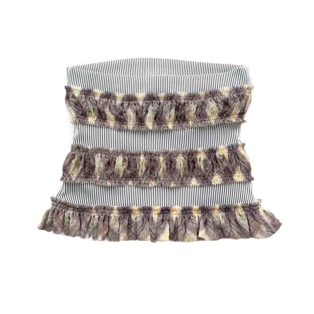 Rib Stripe Mini Tube Top Porcelain Plaid