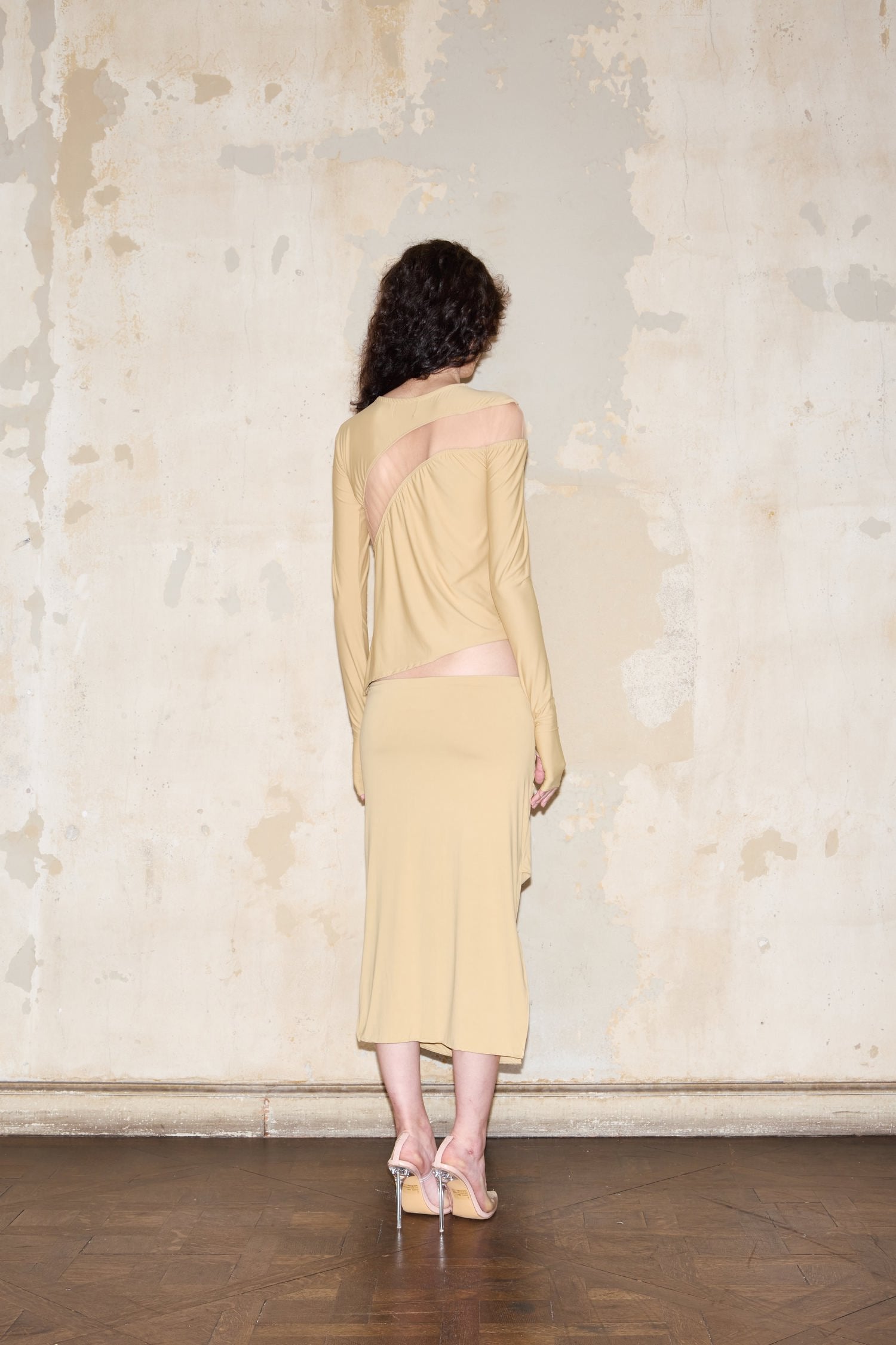 MIDI HELGUERA SKIRT CAMEL