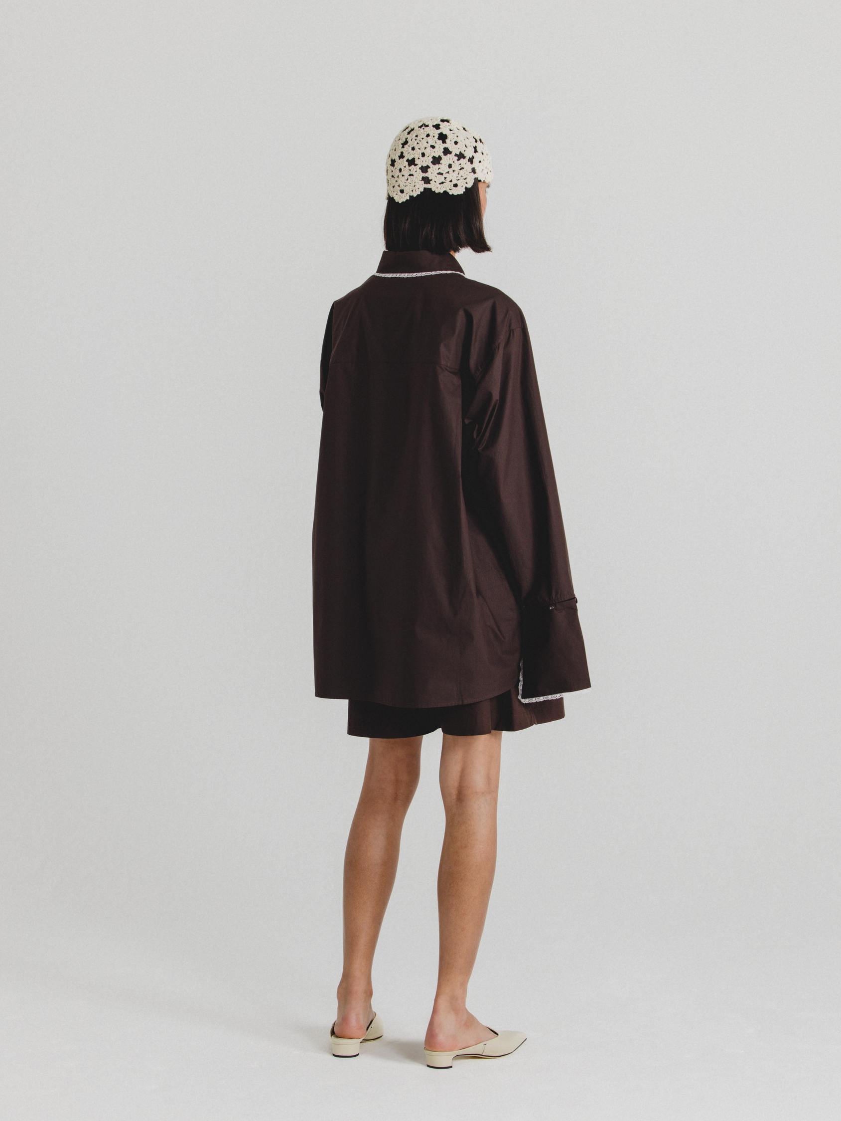 Cotton Poplin Oversized Shirt in Chocolate