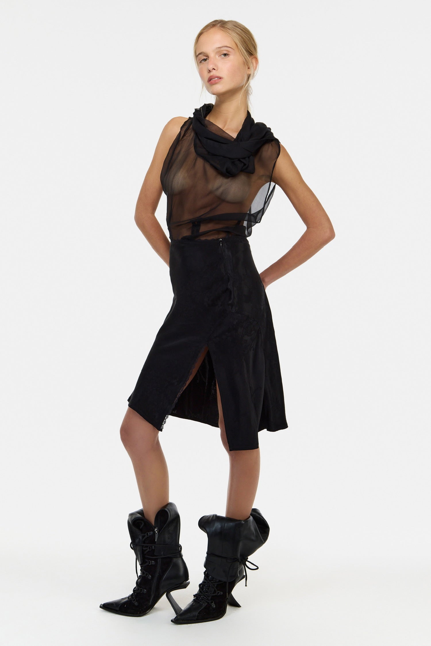 Silk jacquard skirt