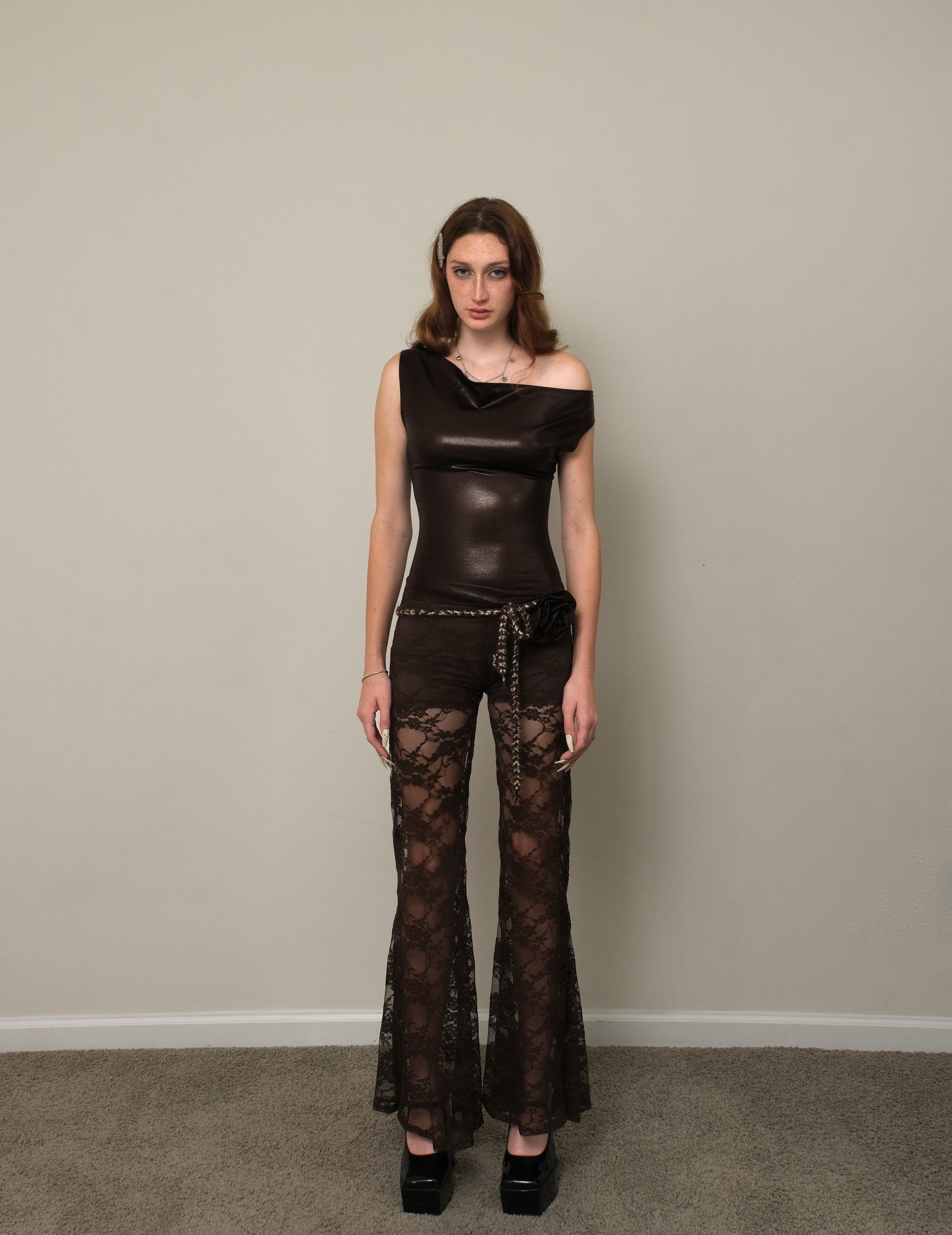 VALORA FAUX LEATHER TOP
