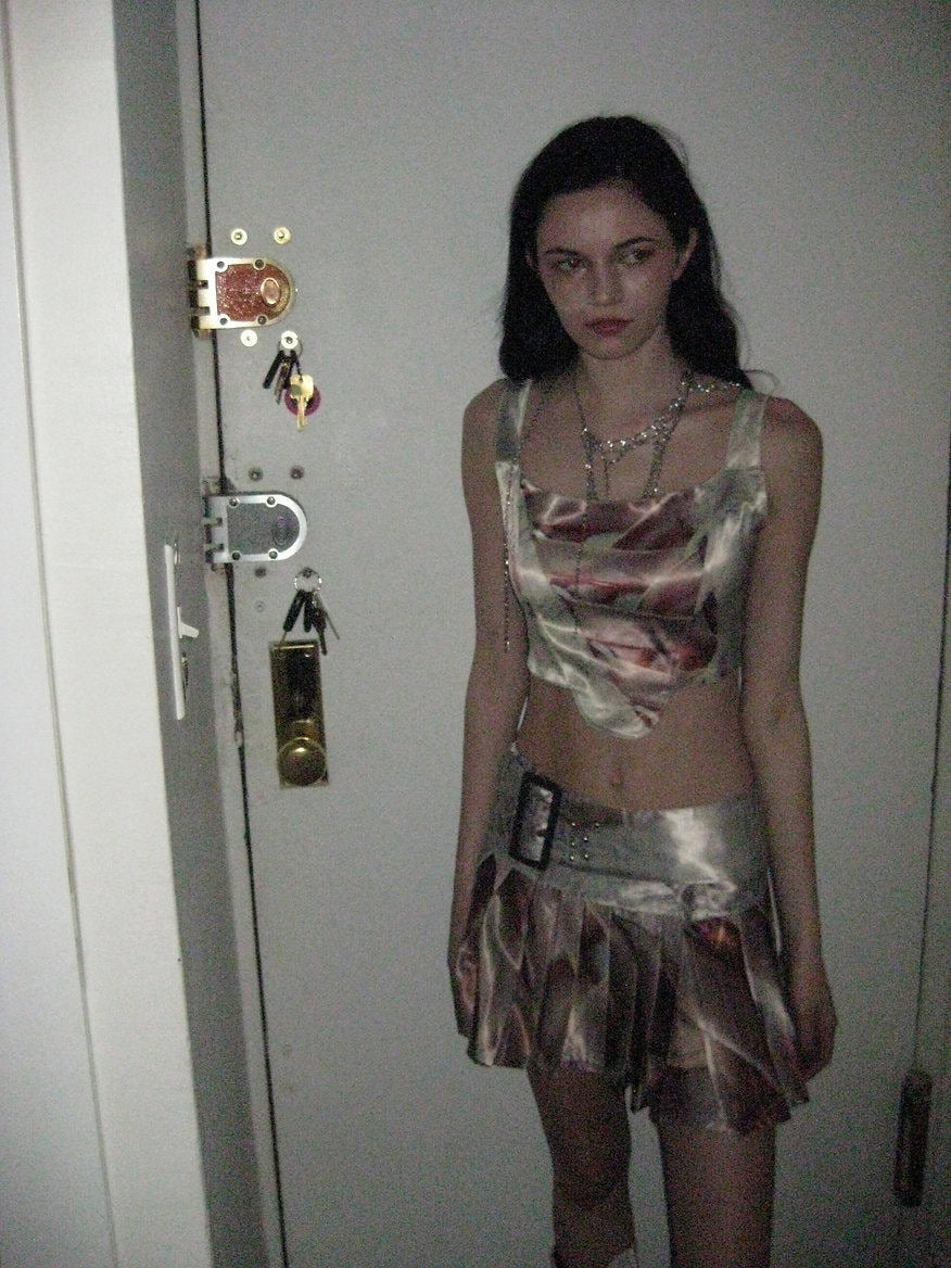 Romantic Satin Print Top