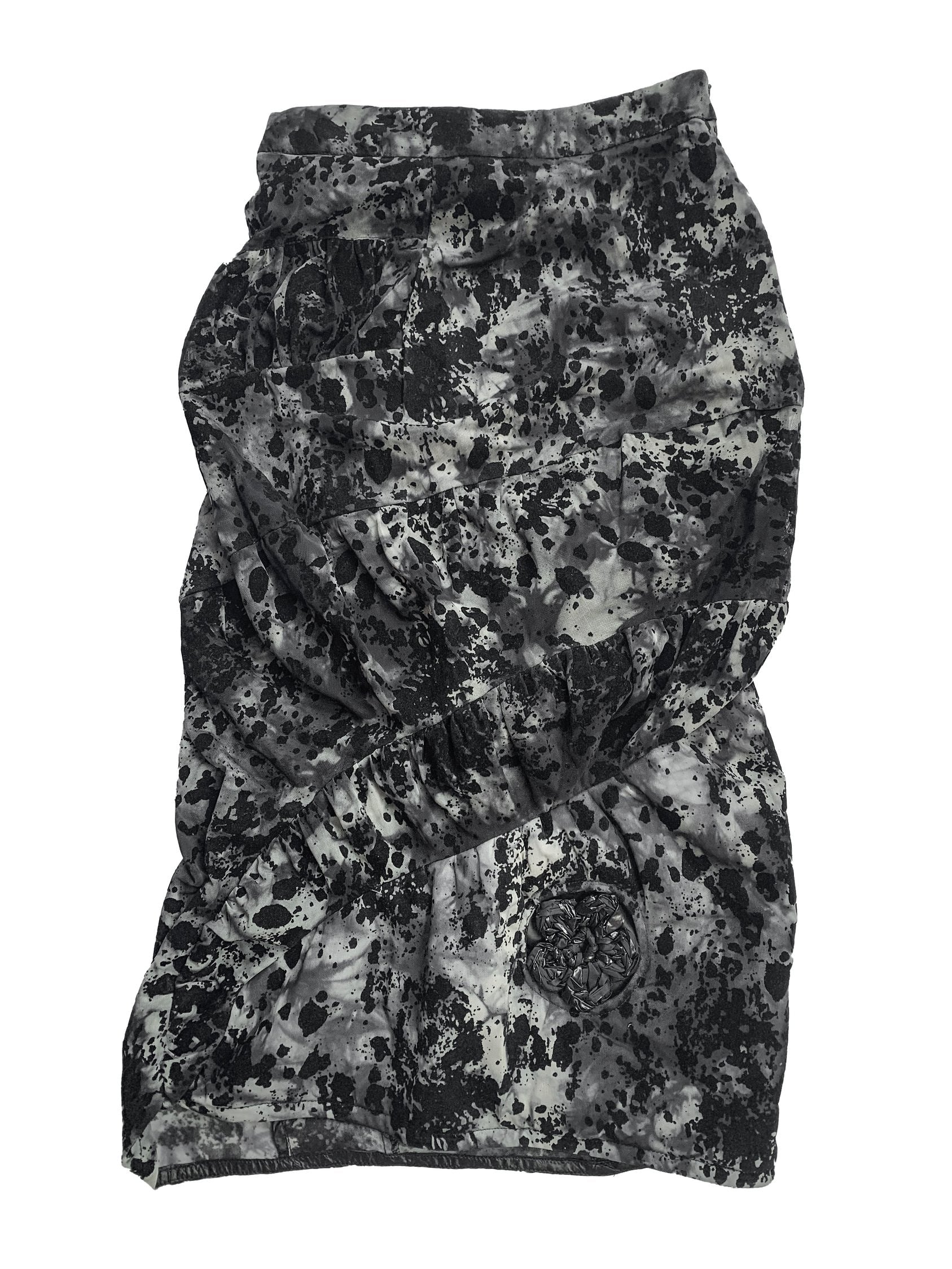 BURN OUT MESH PRINT TWISTED SKIRT