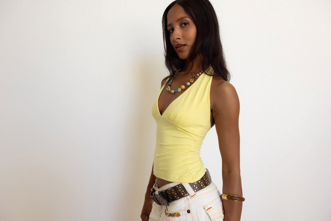 Aurora Halter Top in Butter Yellow