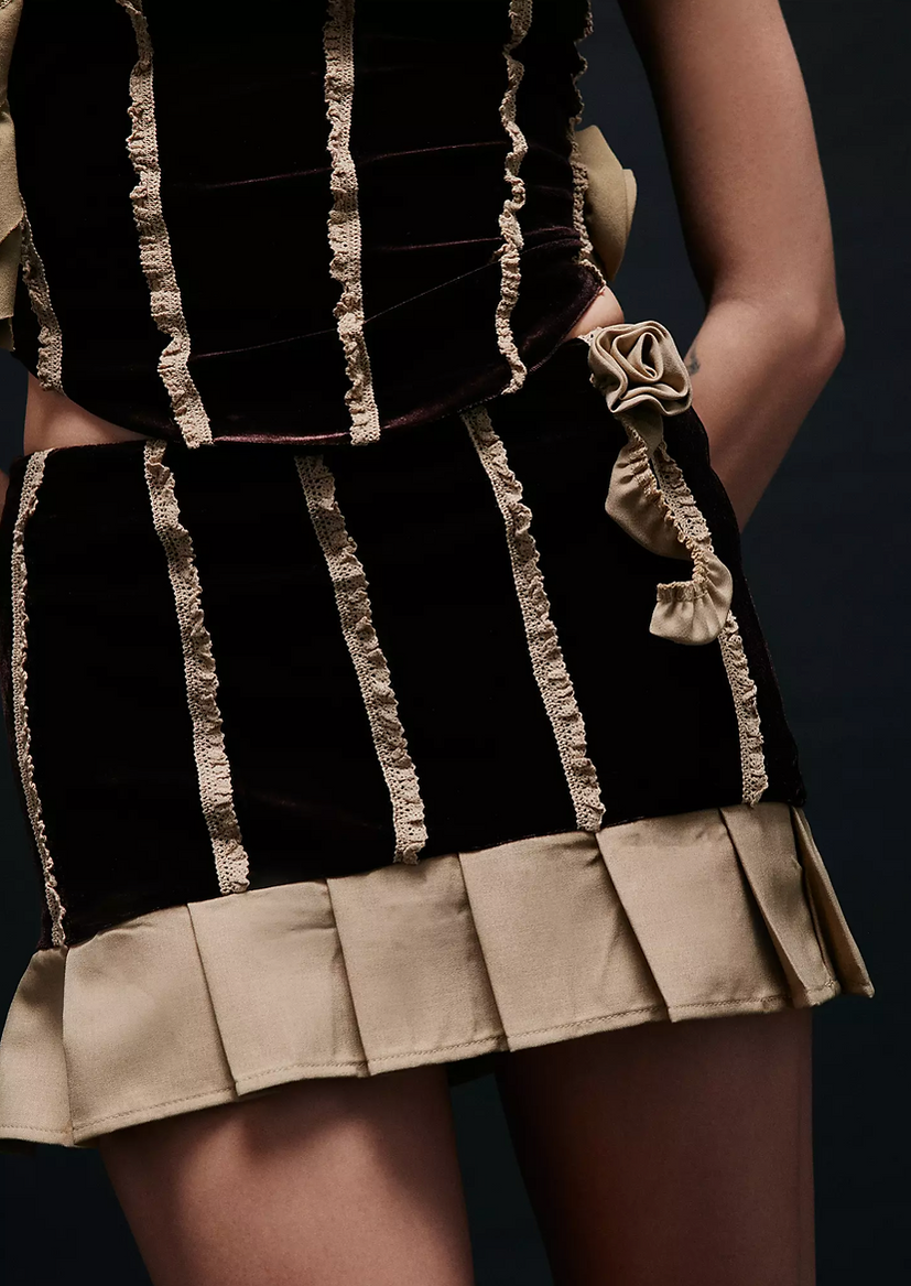 Rose Drop Velvet Skirt