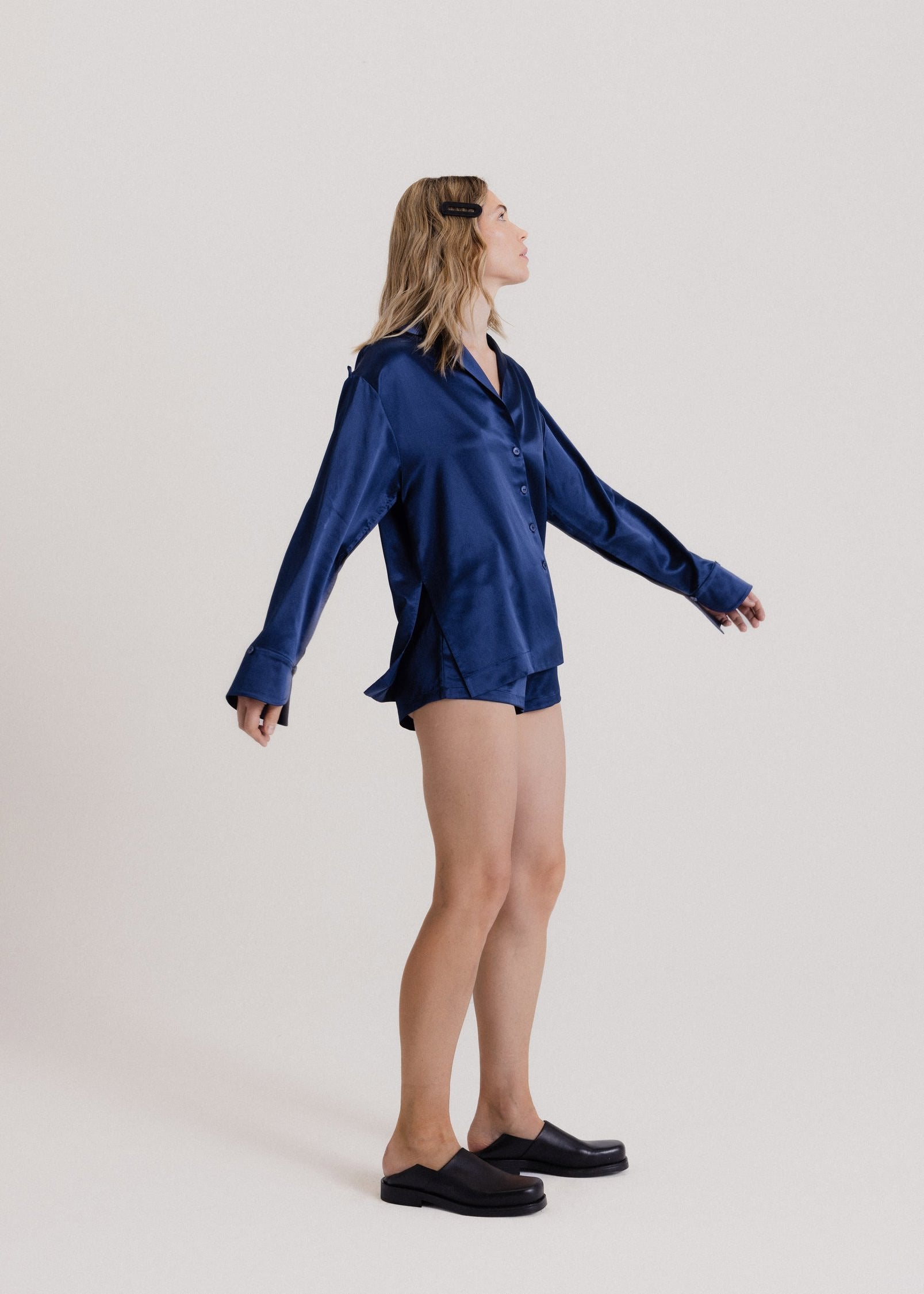 Silk Mini Shorts in Royal Blue