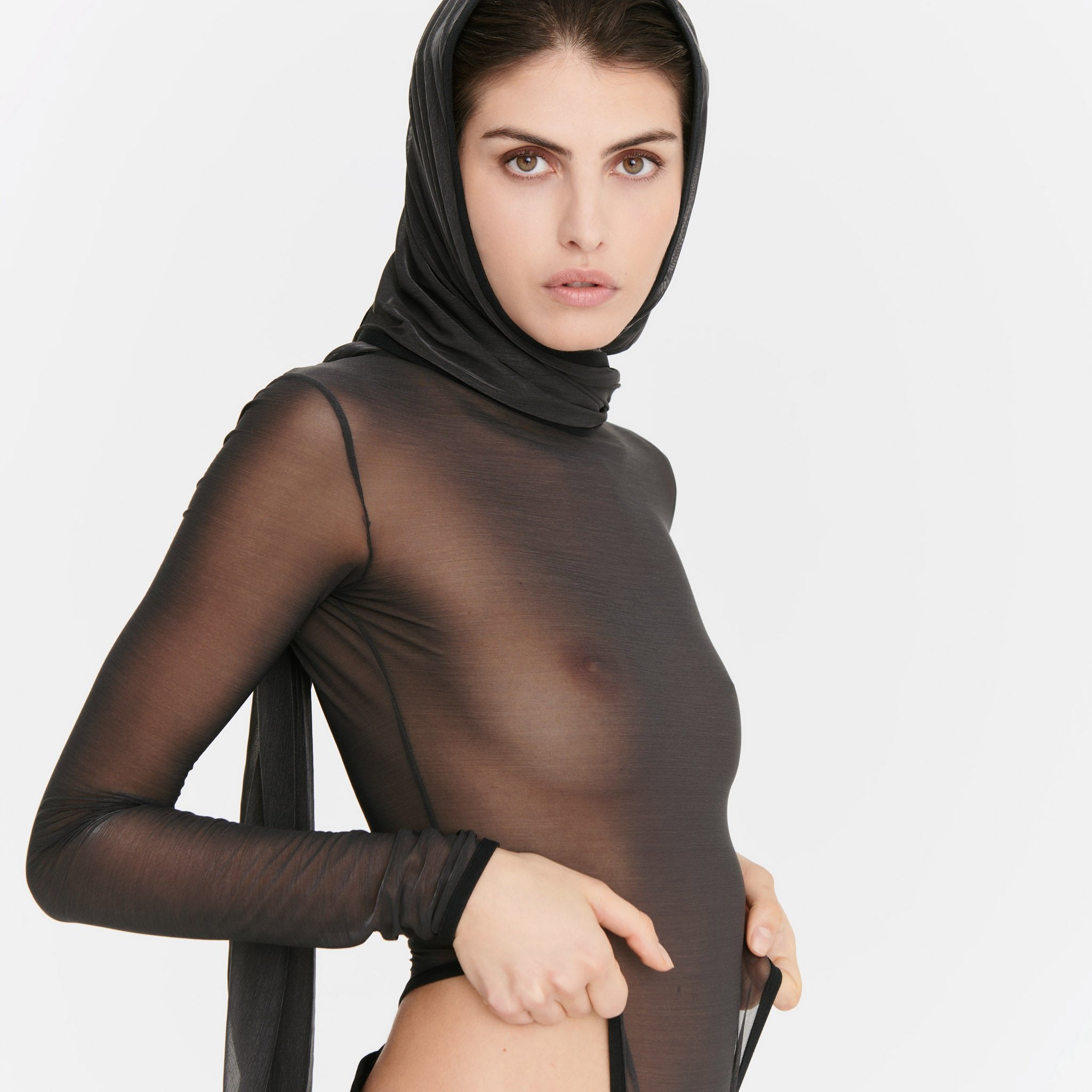 Madonna Bodysuit in Sheer Grey