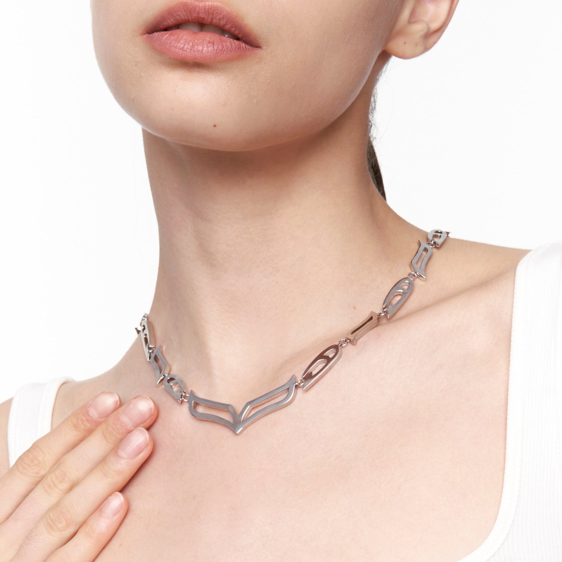 My Heart Soars|Chunky V-Link Silver Necklace