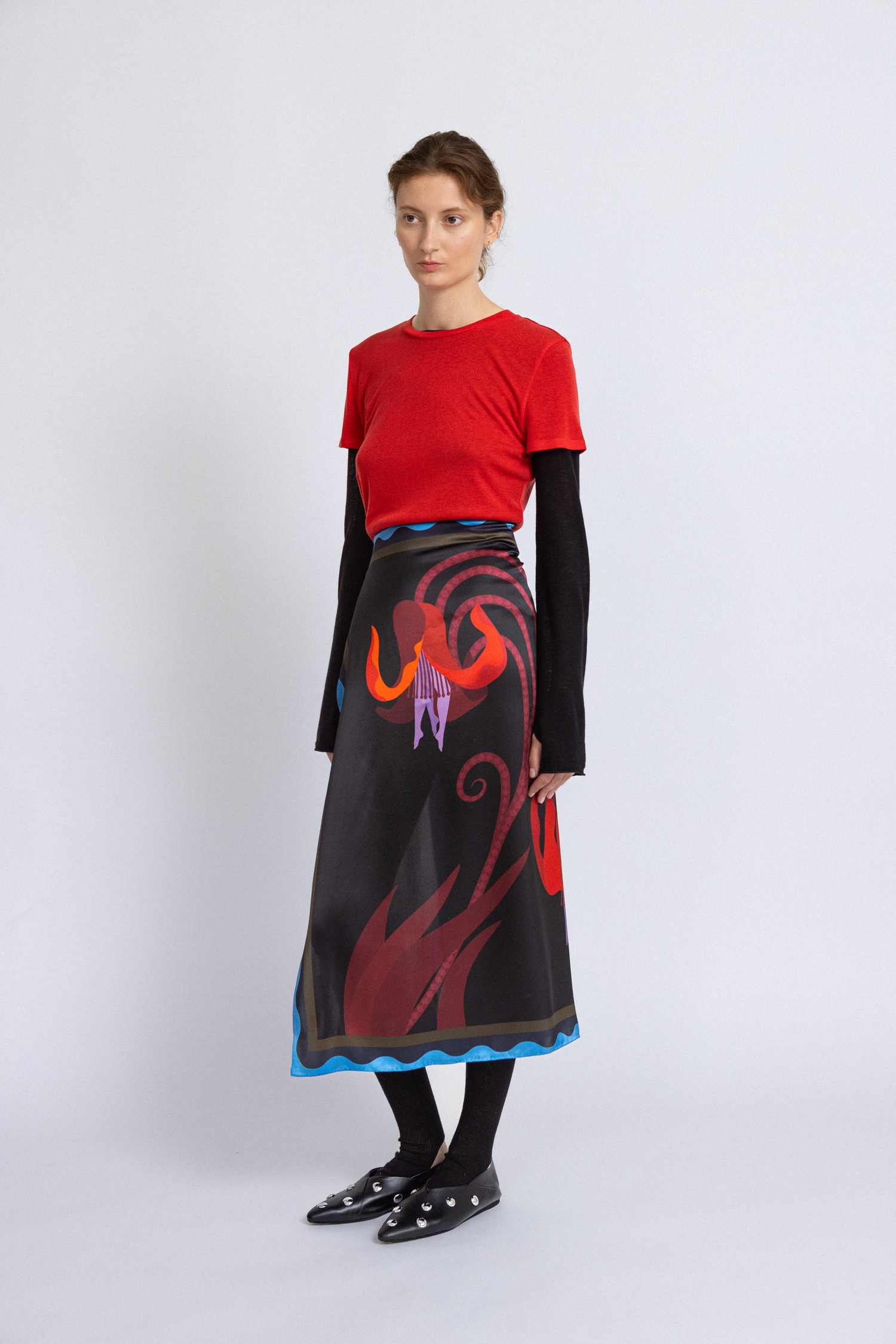 Core Wool Blend Tee in Red