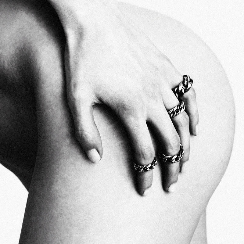 Classic curb chain ring & earring set