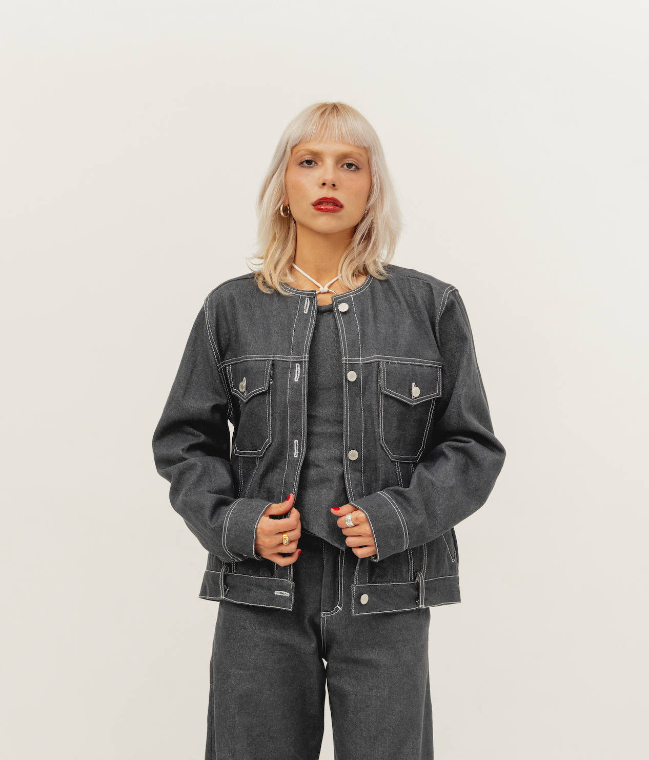The Collarless Denim Jacket