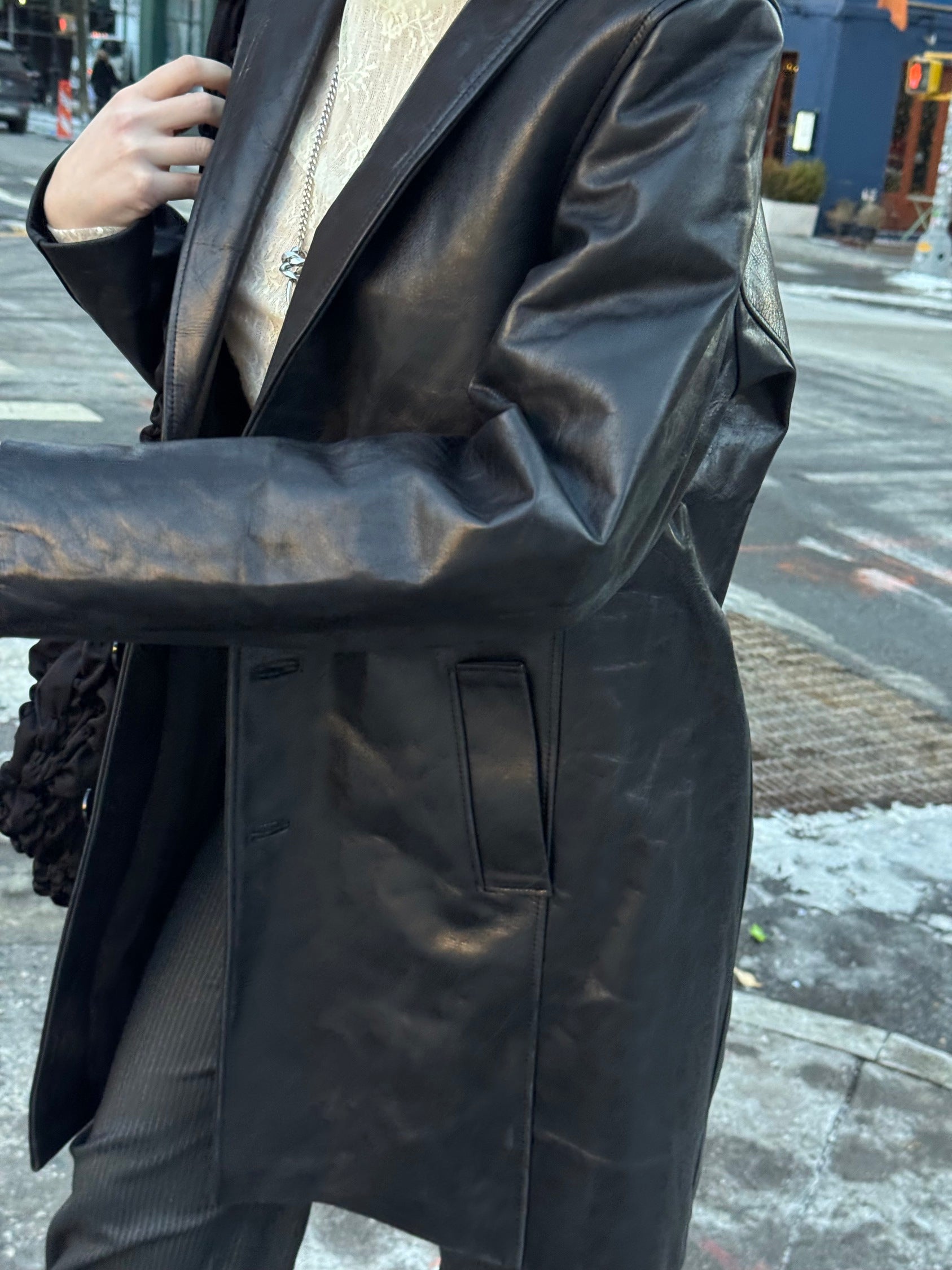 LEATHER TRENCH BLACK