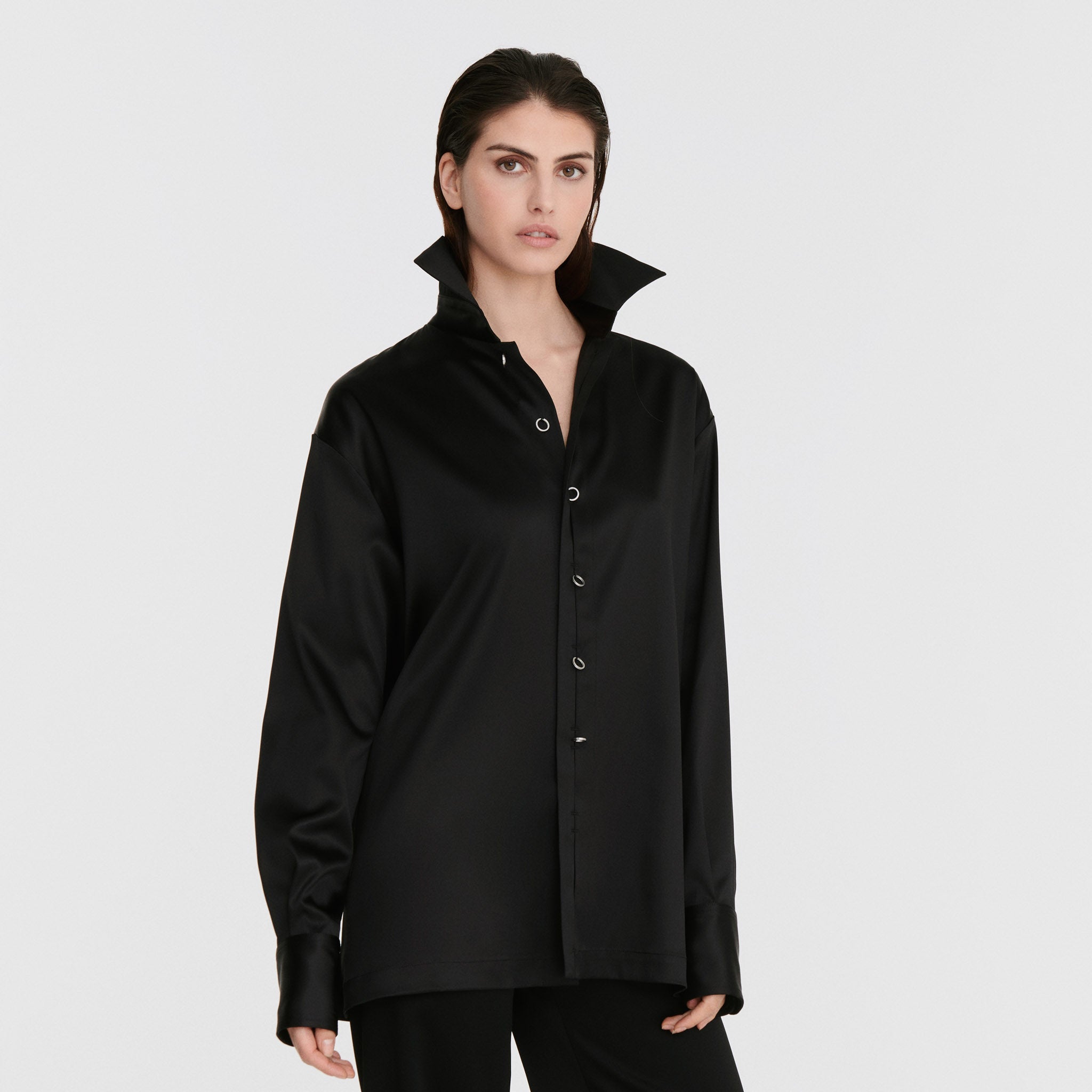 Herma Shirt in Black Satin