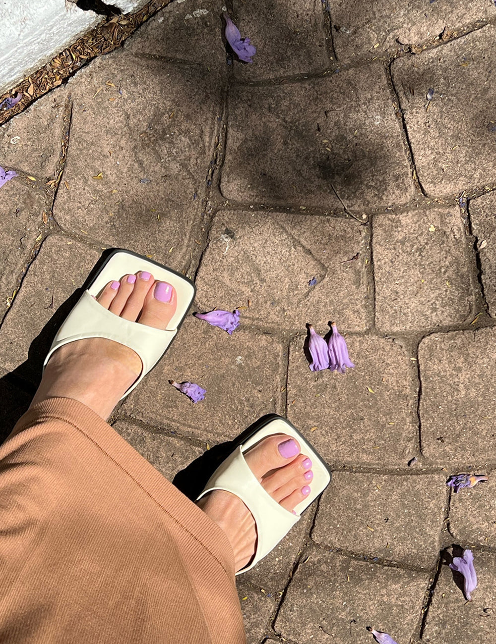 Leila Square Toe Sandal, Off-White